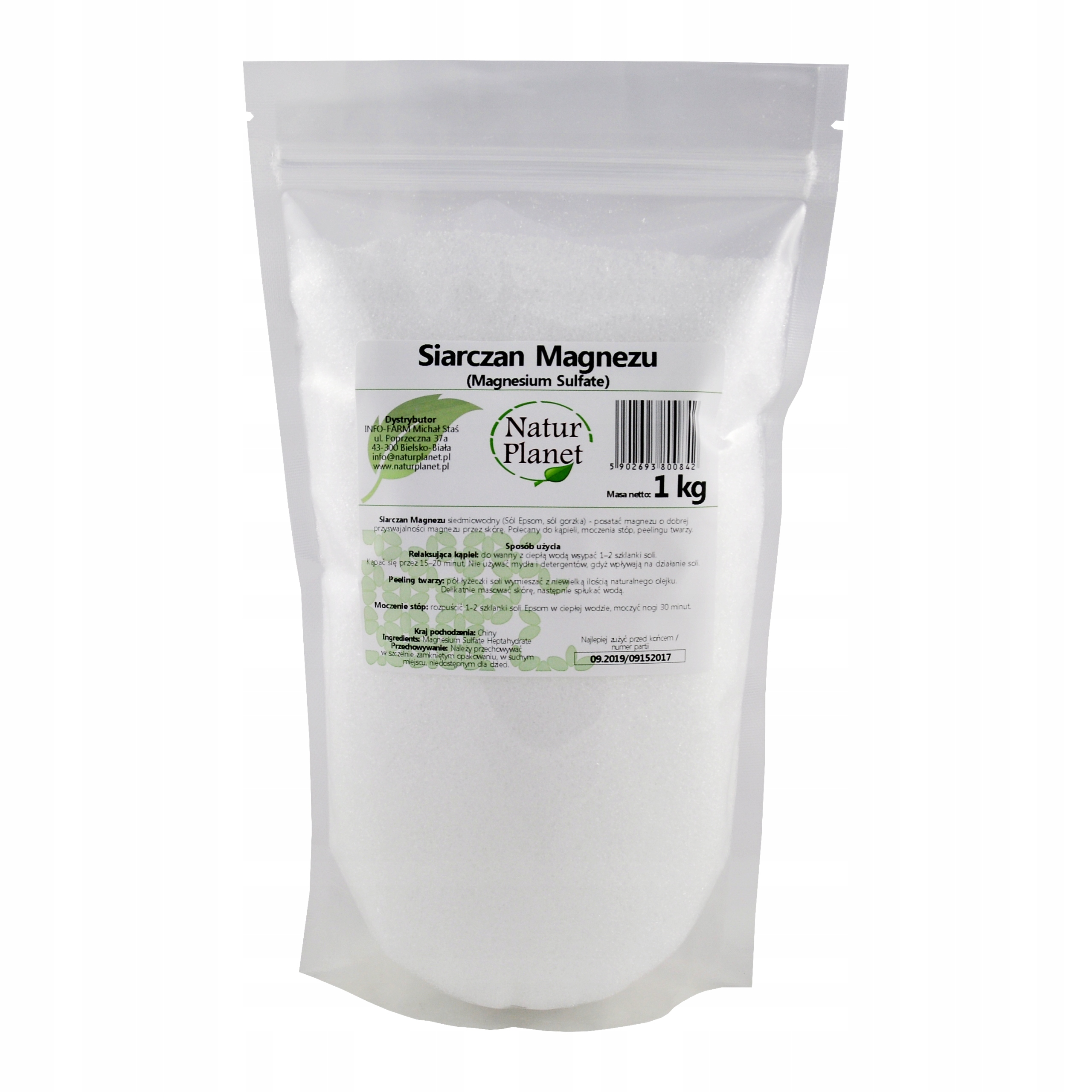 Natur Planet Siarczan Magnezu proszek Sól Epsom 1000g – Naturalne wsparcie dla zdrowia i urody