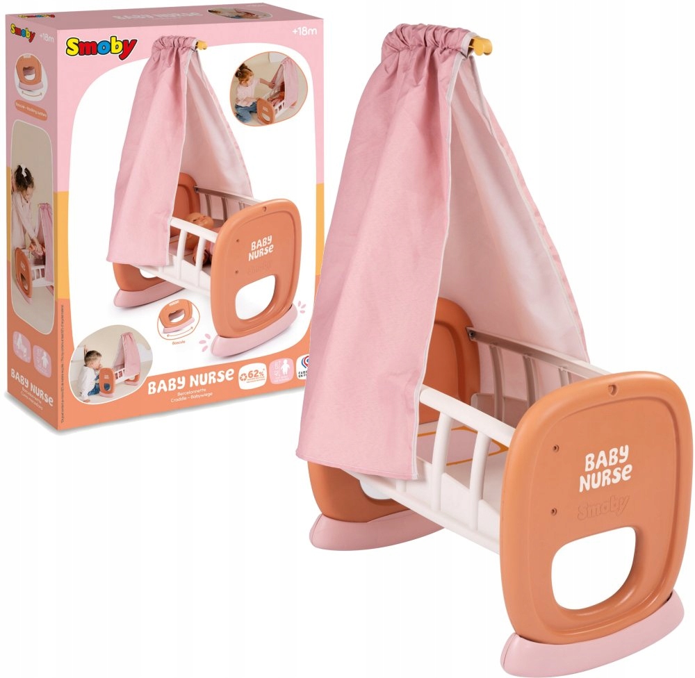 SMOBY Baby Nurse – Kołyska z baldachimem dla lalki 42 cm