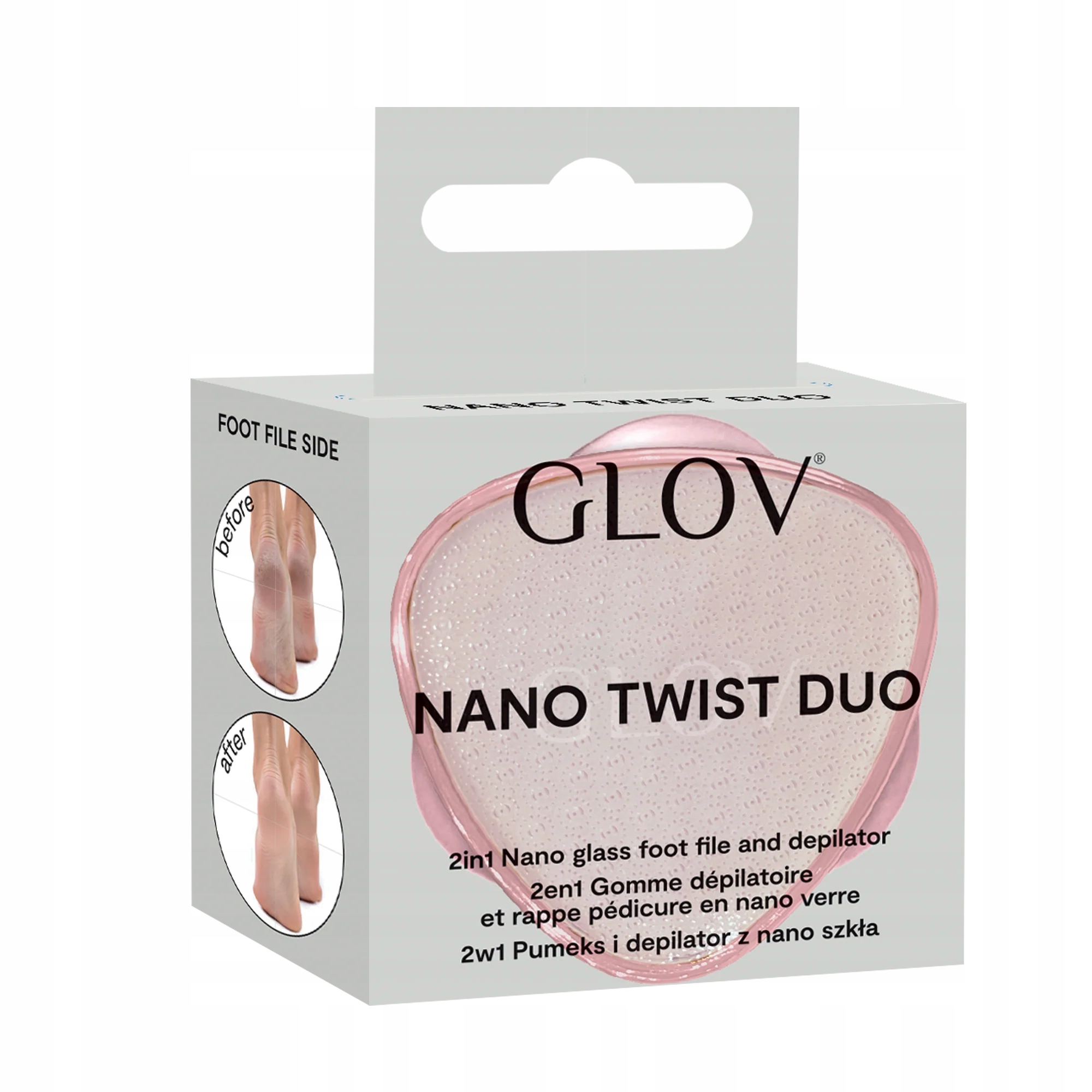 GLOV Nano Twist Duo 2w1 – Pumeks i depilator z nano szkła dla gładkiej skóry