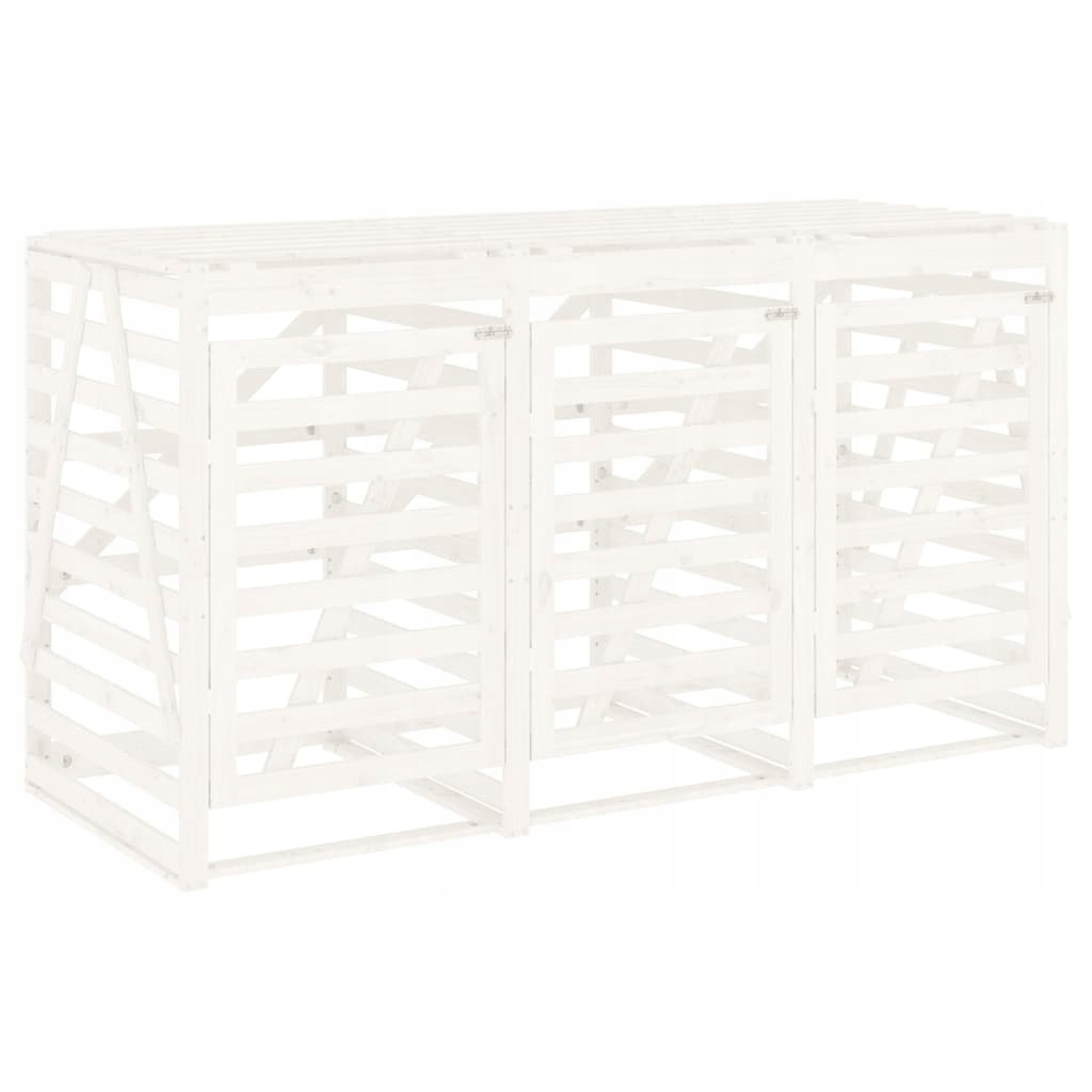 Obudowa na 3 kosze na śmieci – Biała, lite drewno sosnowe