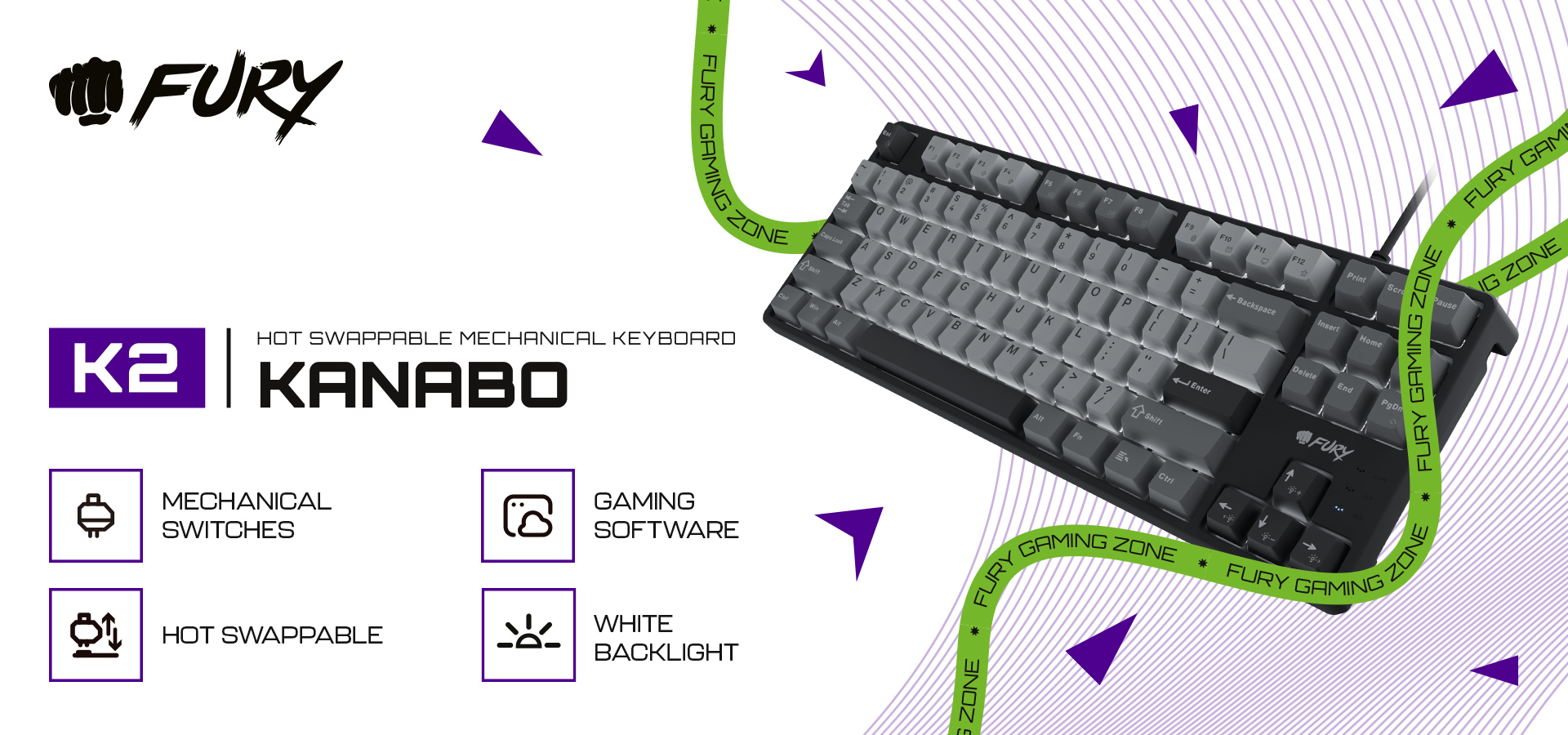 Klawiatura mechaniczna z możliwością wymiany klawiszy i białym podświetleniem w eleganckim stylu.