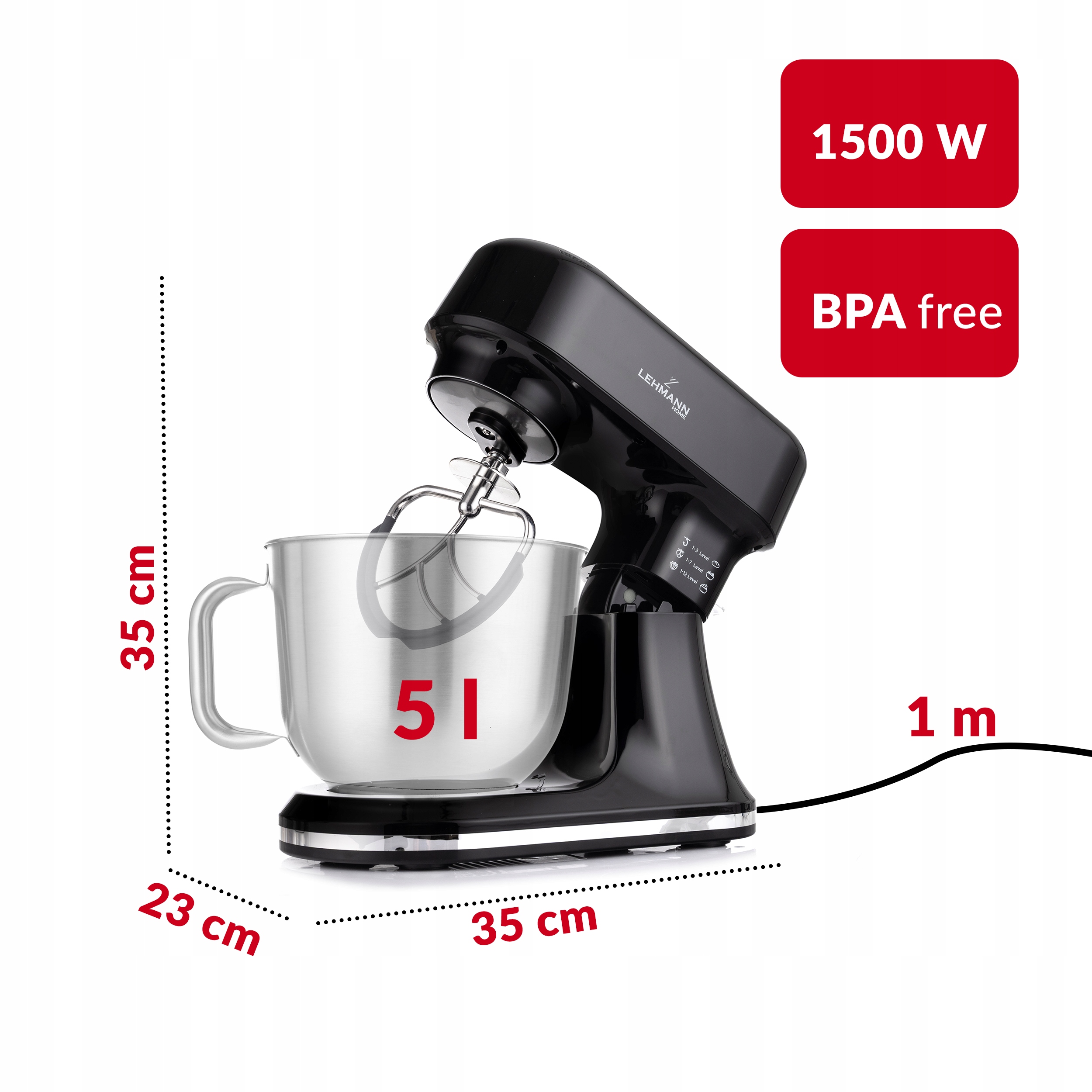 ROBOT PLANETARNY KUCHENNY MIKSER GRZANIE MISY DO 45°C WBUDOWANA WAGA PANEL Załączone wyposażenie Instrukcja w języku polskim Misa Osłona przeciwbryzgowa Rózga Hak Mieszadło
