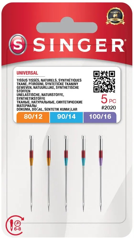 Igła SINGER N2020 - 80/12, 90/14, 100/16 - Zestaw 5 sztuk do maszyn do szycia