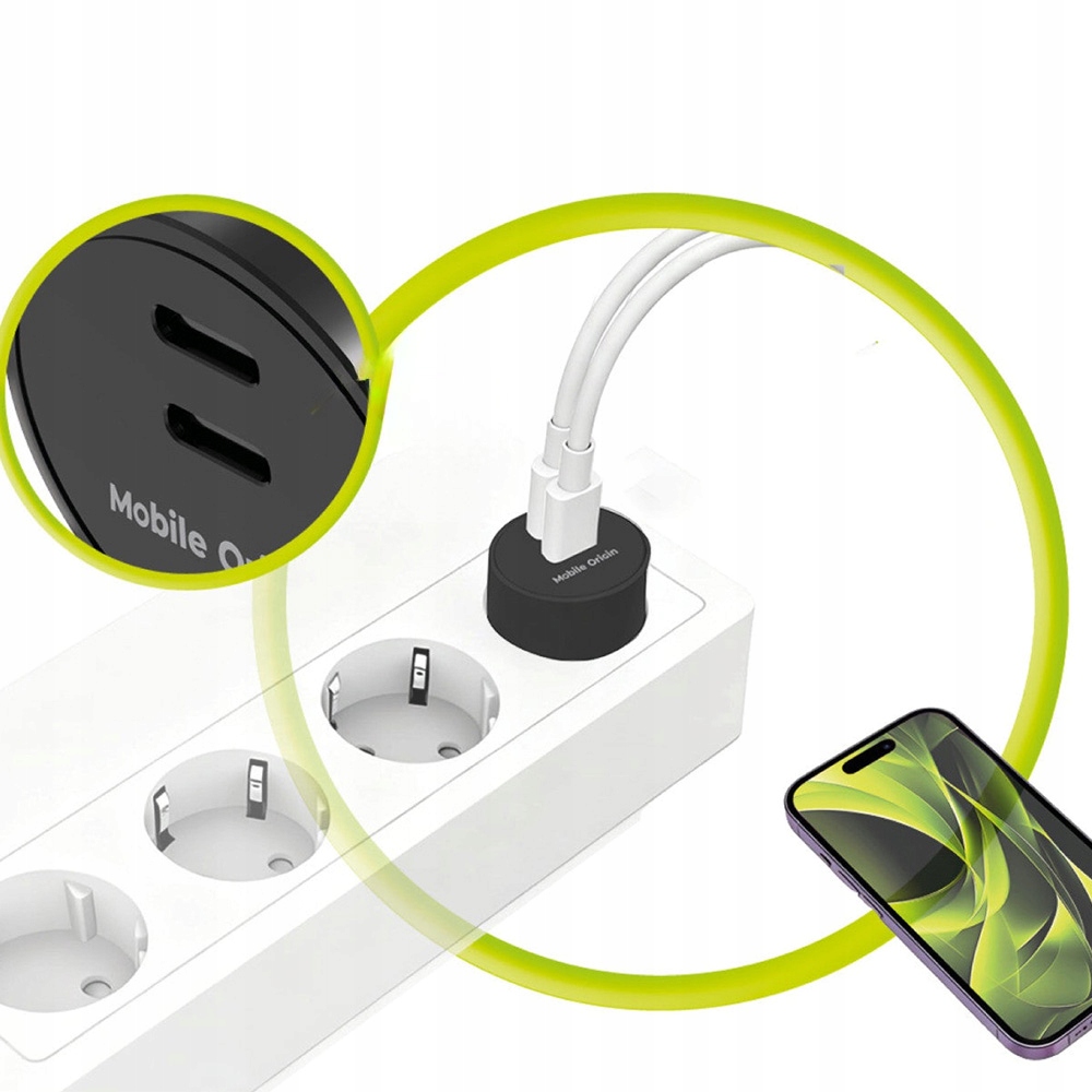 Podwójne porty USB-C – Ładowanie dwóch urządzeń jednocześnie