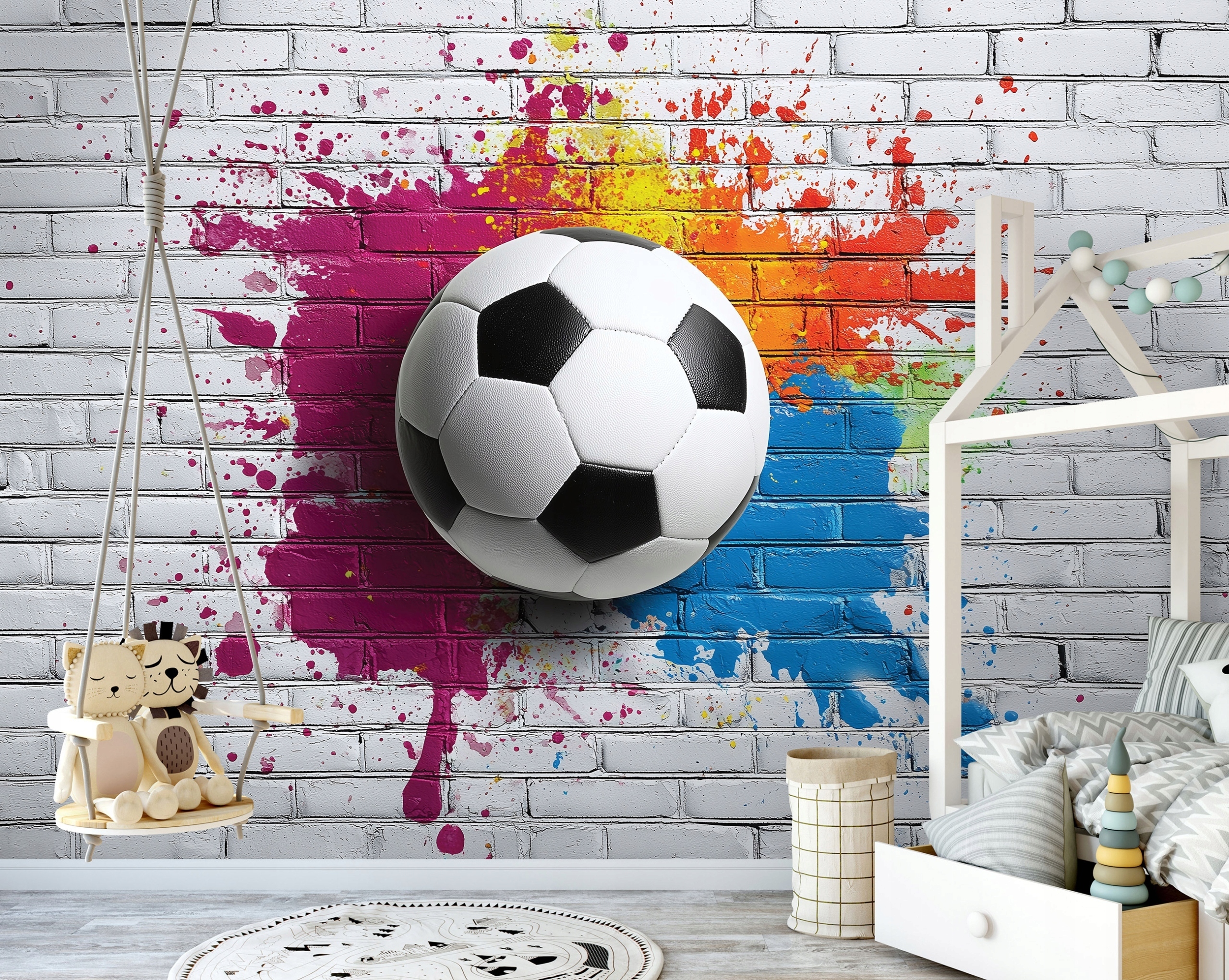 Fototapeta Dla Dzieci Chłopca Piłka Nożna Tapeta Do Pokoju Dziecka 150X105 – Idealna dekoracja dla małych fanów sportu