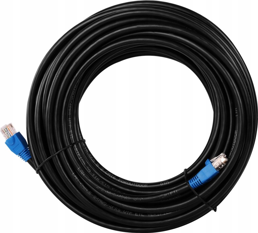 Kabel krosowy outdoor patchcord U / UTP kat. 6 CCA czarny 50m – Idealne połączenie dla Twojej sieci