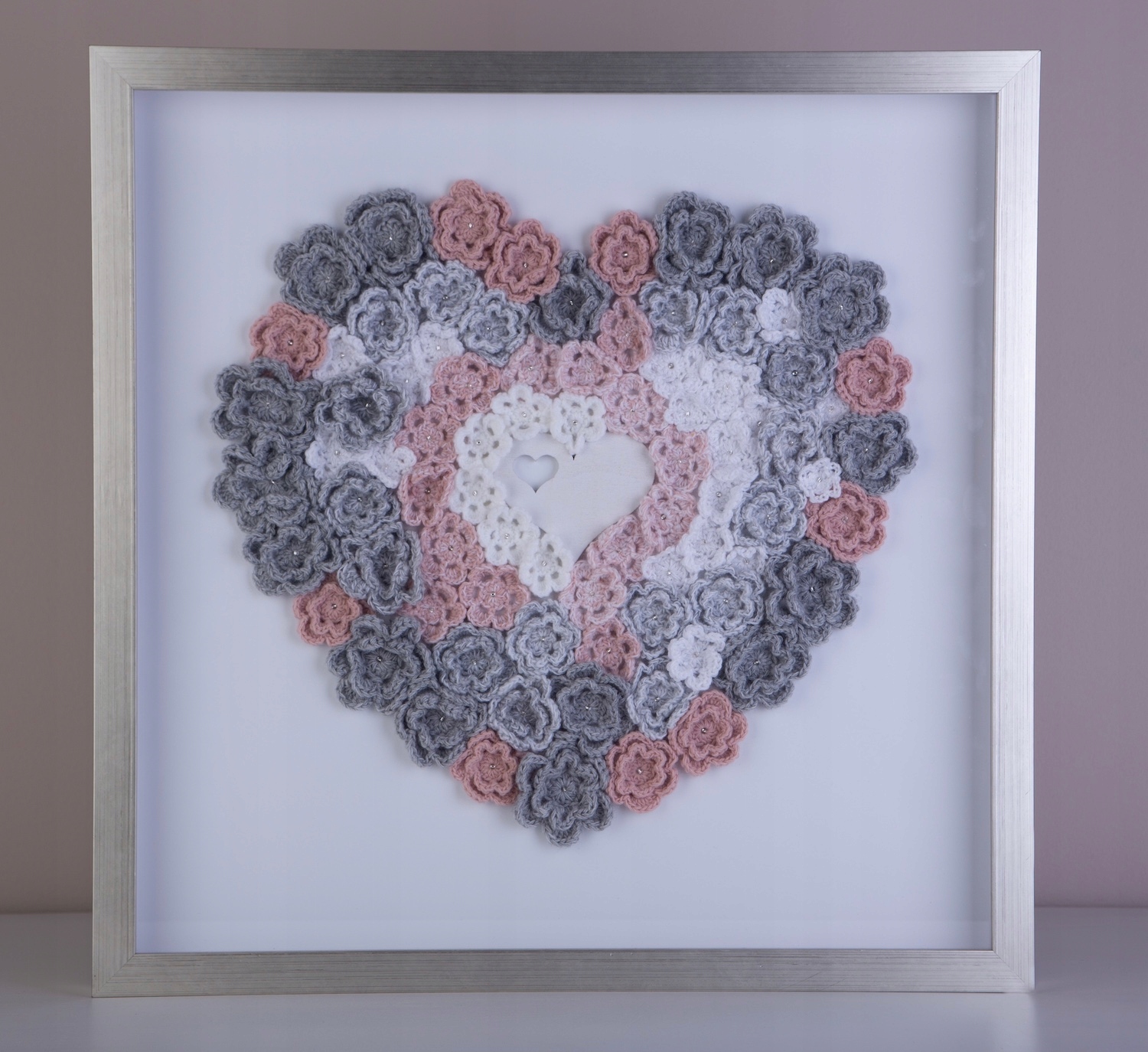 Obraz podświetlany - Serce: biel-popiel-róż Płeć Dziewczynki