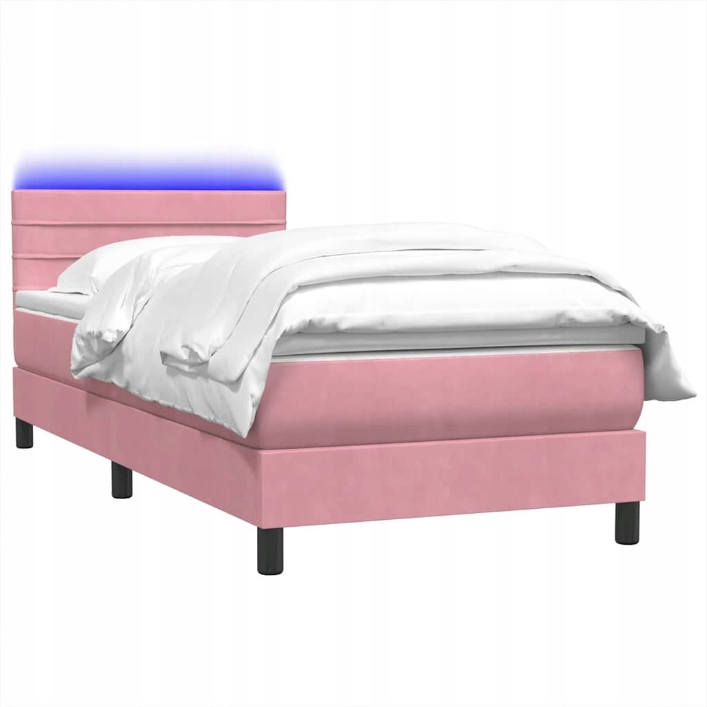 Łóżko kontynentalne z materacem i LED, różowe, 80x220 cm Lumarko – Idealne do Twojej sypialni
