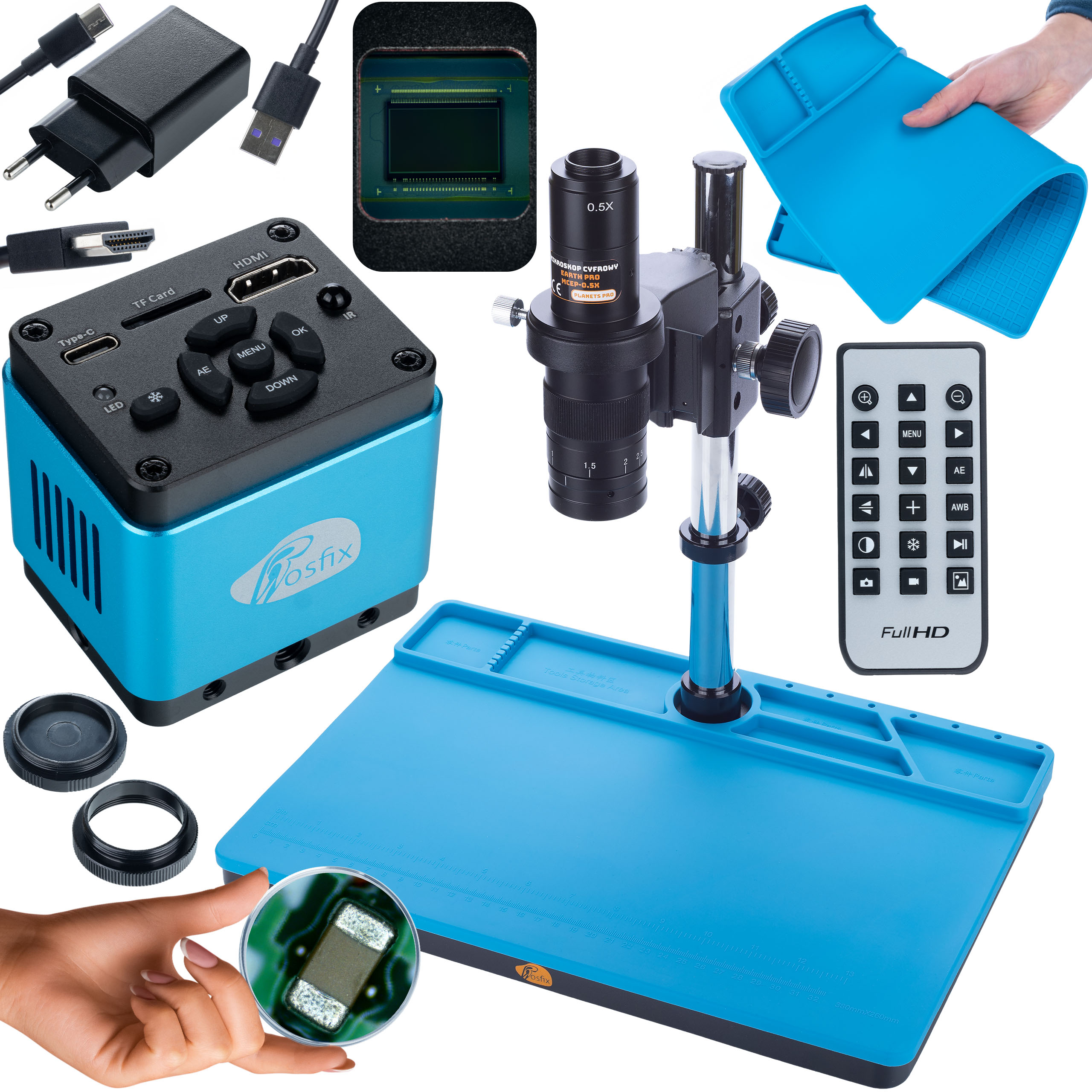 Mikroskop Rosfix MIKROSKOP CYFROWY DO LUTOWANIA JUBILERSTWA KAMERA UHD DUŻA SILIKONOWA MATA – Precyzyjne obserwacje mikroskopowe