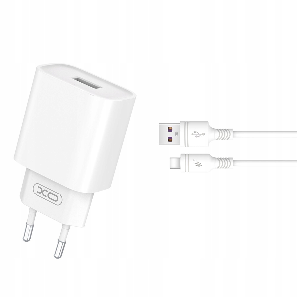 XO Ładowarka Sieciowa CE02D QC 3.0 18W 1x USB Biała + Kabel USB-C – Szybkie Ładowanie w Zasięgu Ręki
