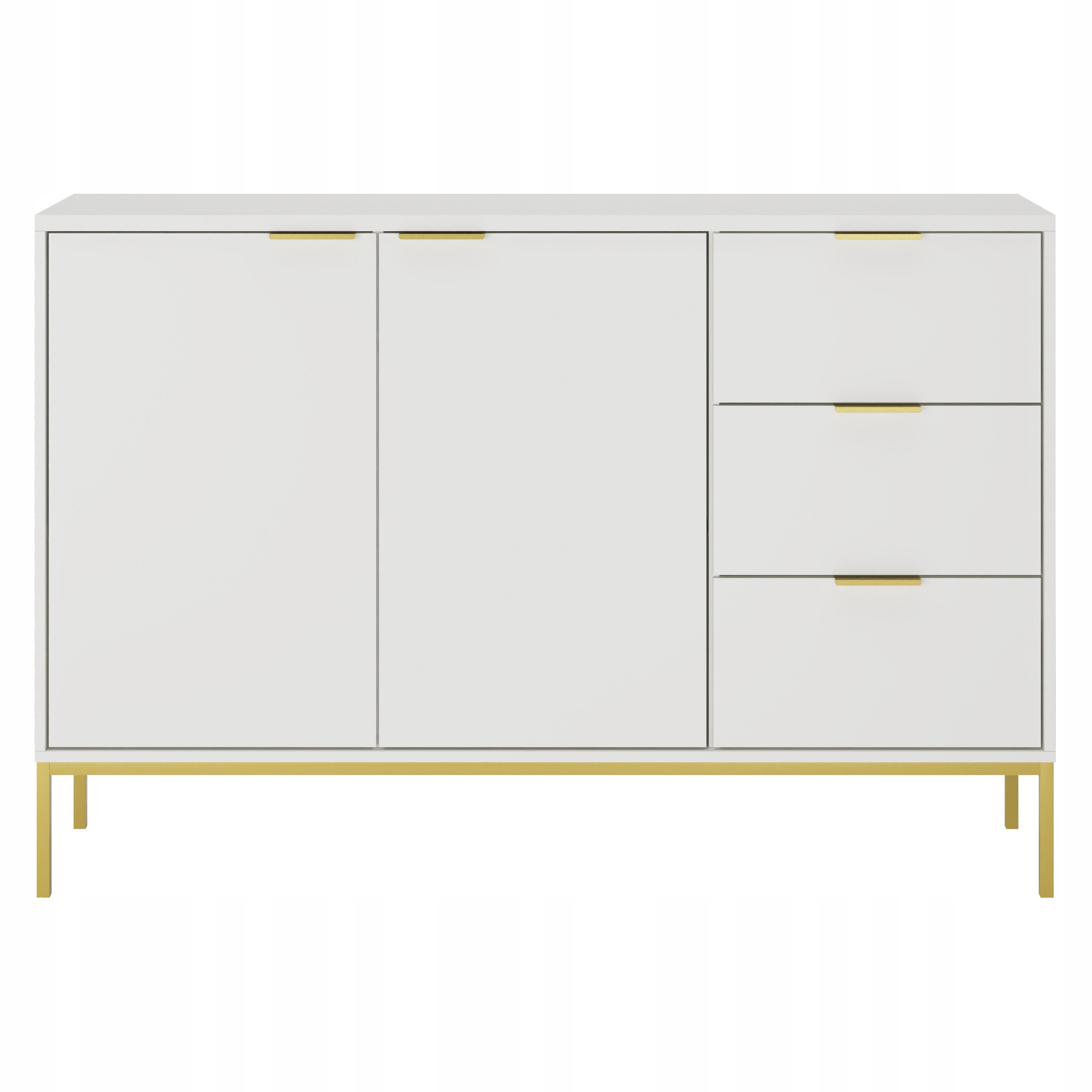 Komoda AUSTIN 150 biała/złota – Elegancja i funkcjonalność w Twoim wnętrzu