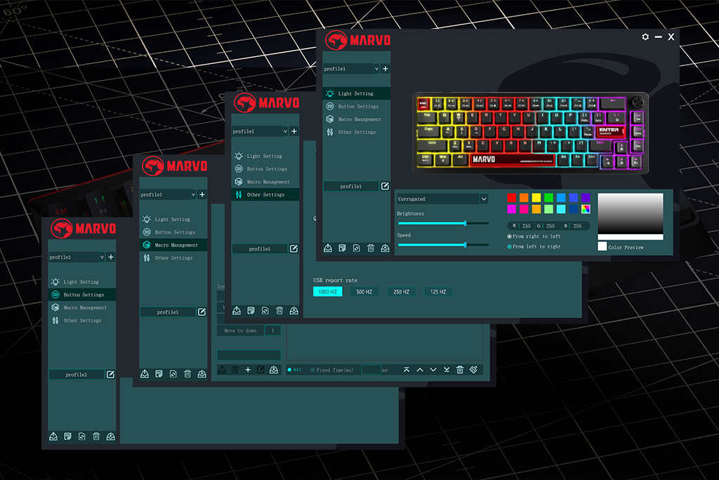 MARVO Arma 67 - podświetlenie rainbow RGB