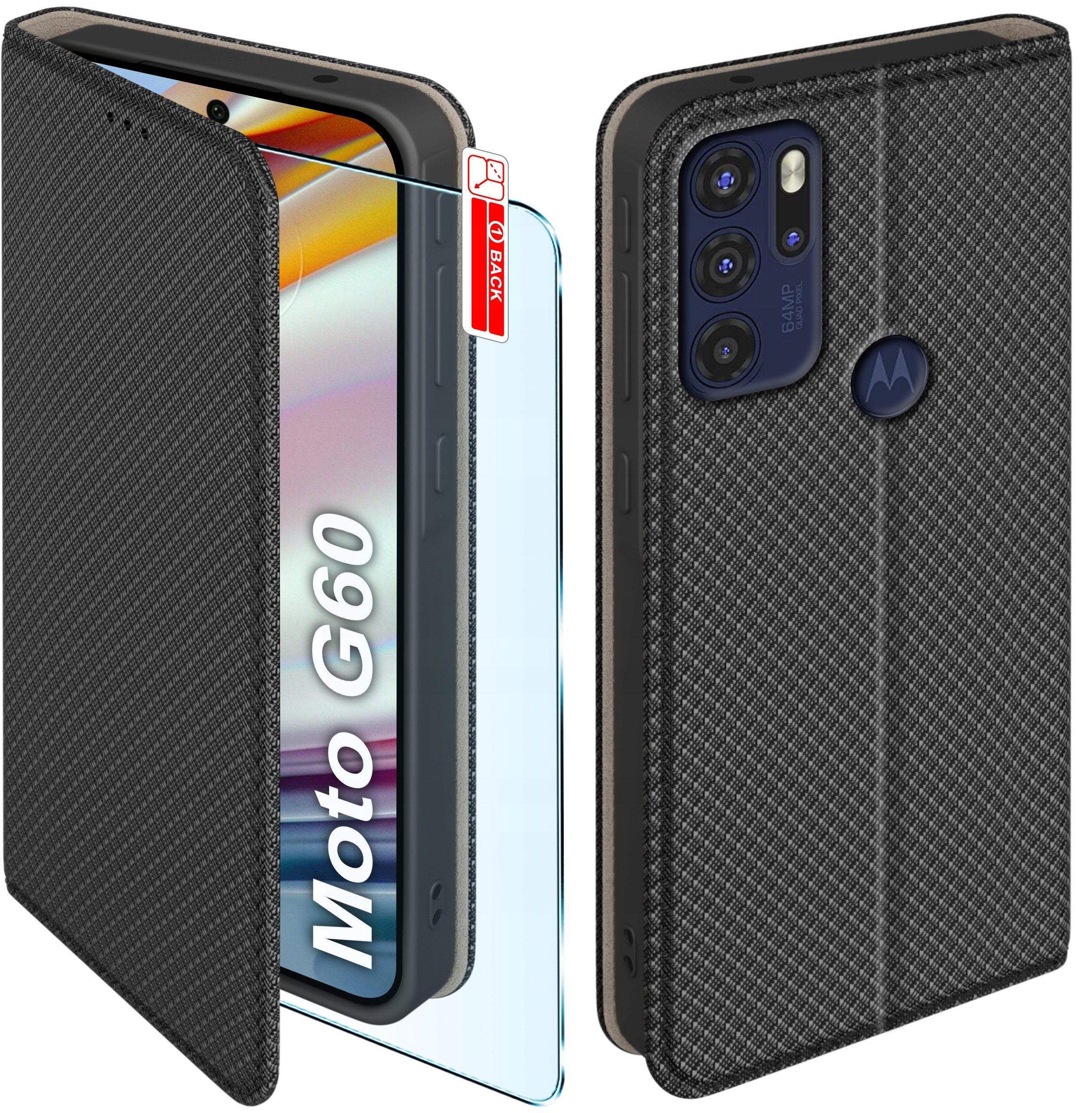 Etui z klapką do Motorola Moto G60 – Elegancka ochrona w czarnym kolorze