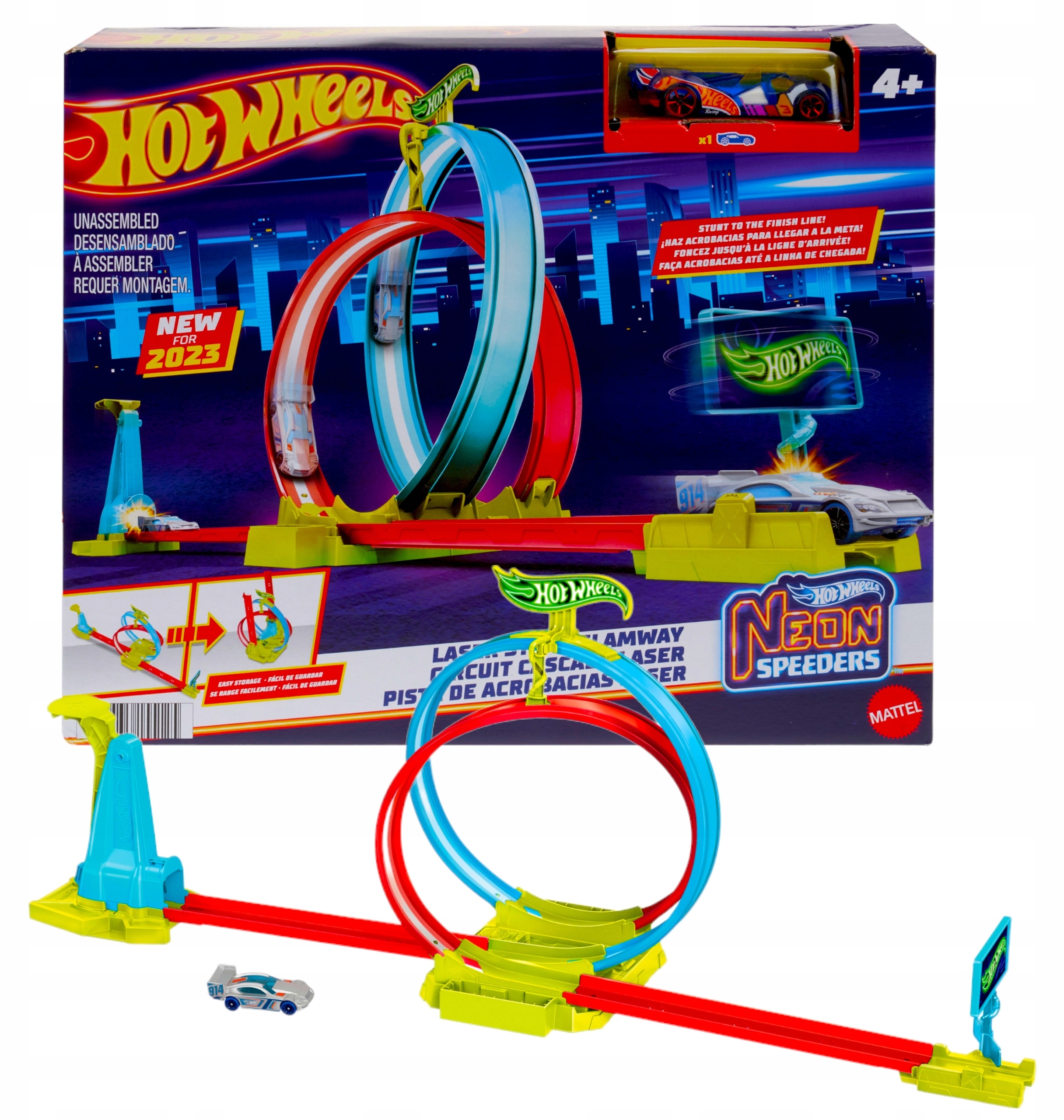 WYRZUTNIA NEON SPEEDERS MATTEL – Zestaw torów wyścigowych dla dzieci