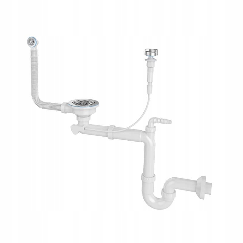 Syfon Kuchinox 3,5 z przelewem i korkiem do zlewozmywaka 1-komorowego Space Saving