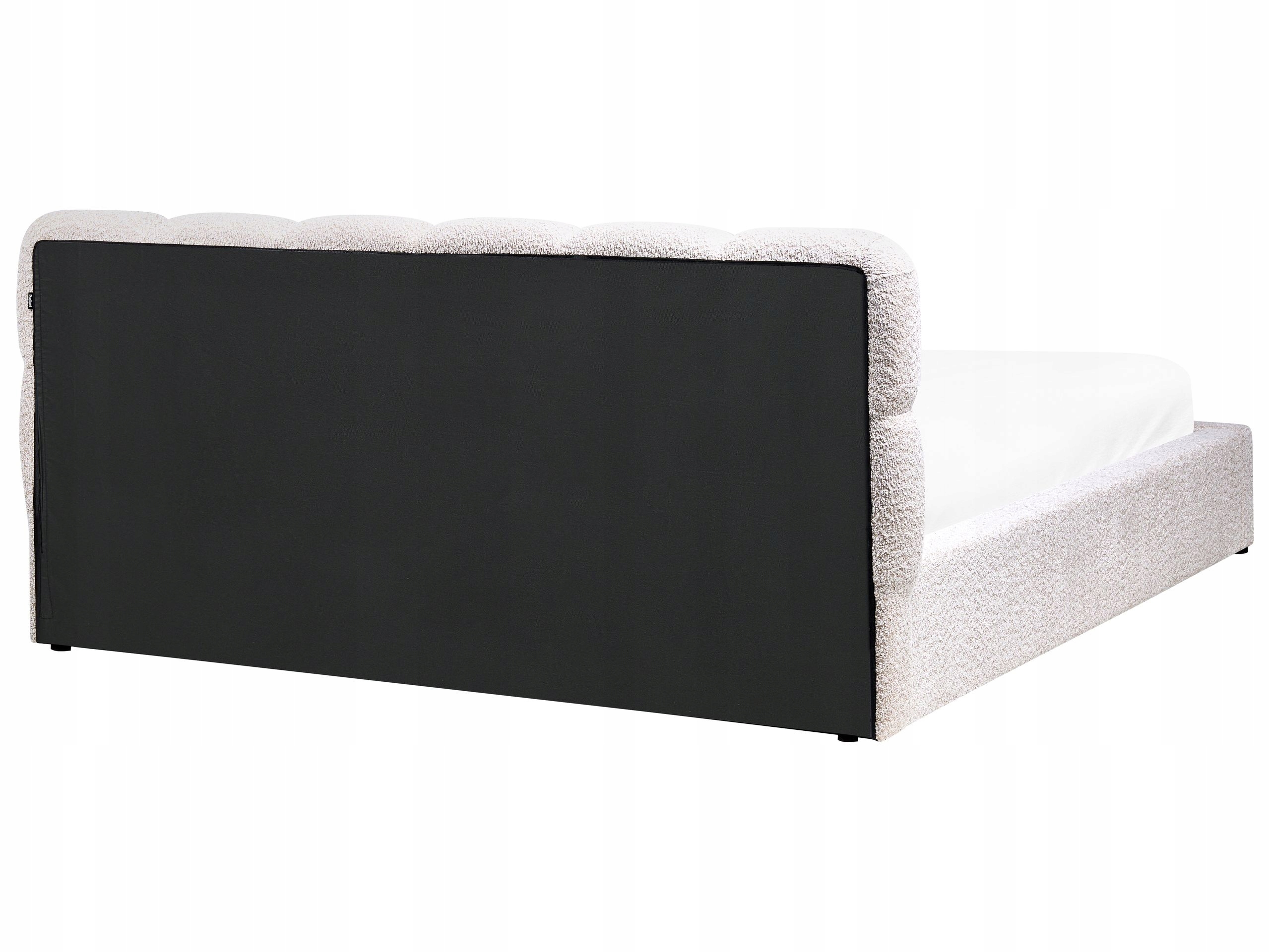 Łóżko z pojemnikiem Boucle BASTON 180 x 200 cm Jasnobeżowy – Luksus i funkcjonalność w Twojej sypialni