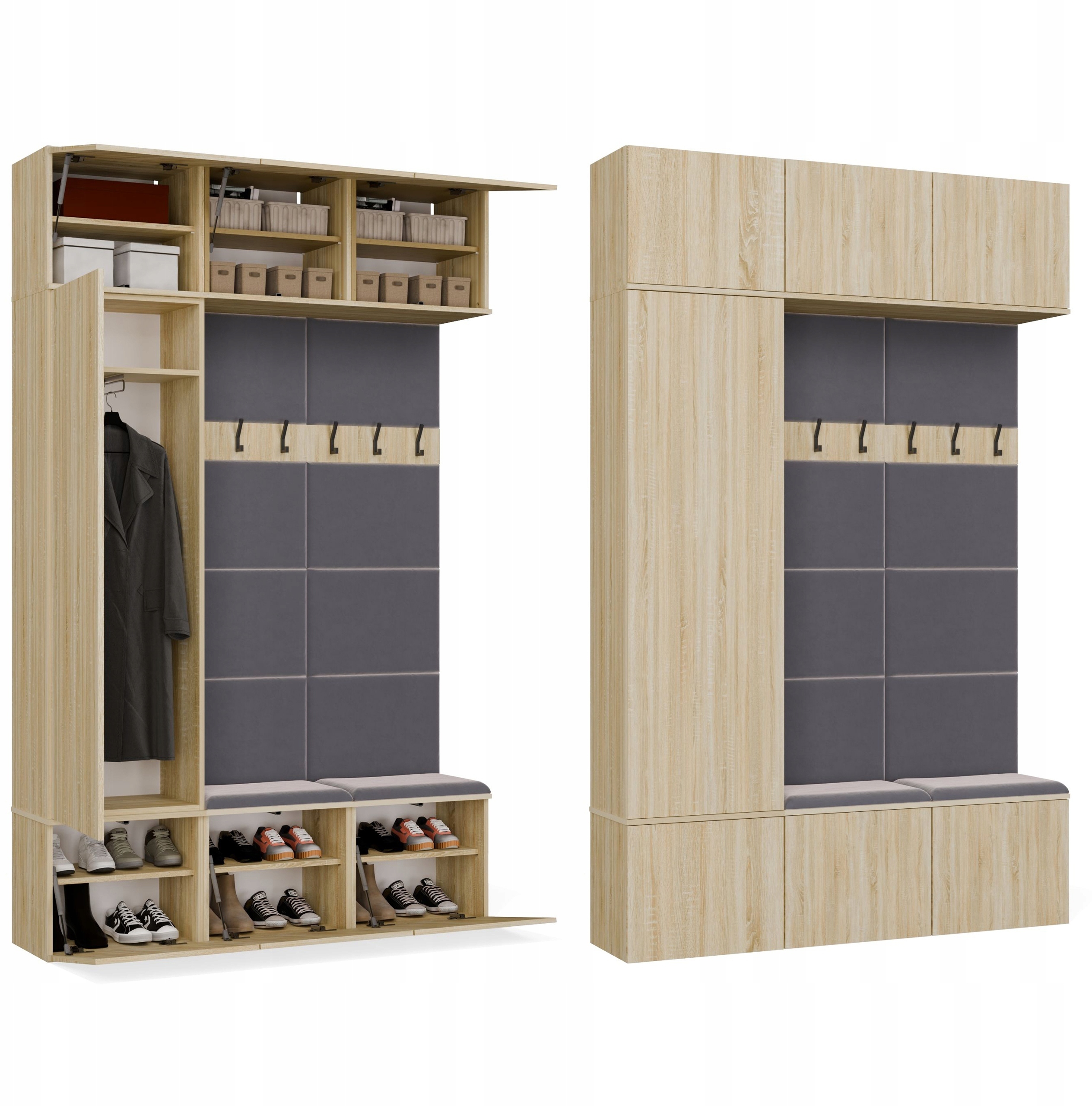 Garderoba HAGA III/1Sz2W DĄB SONOMA + 2x Wieszak – Eleganckie rozwiązanie do przedpokoju