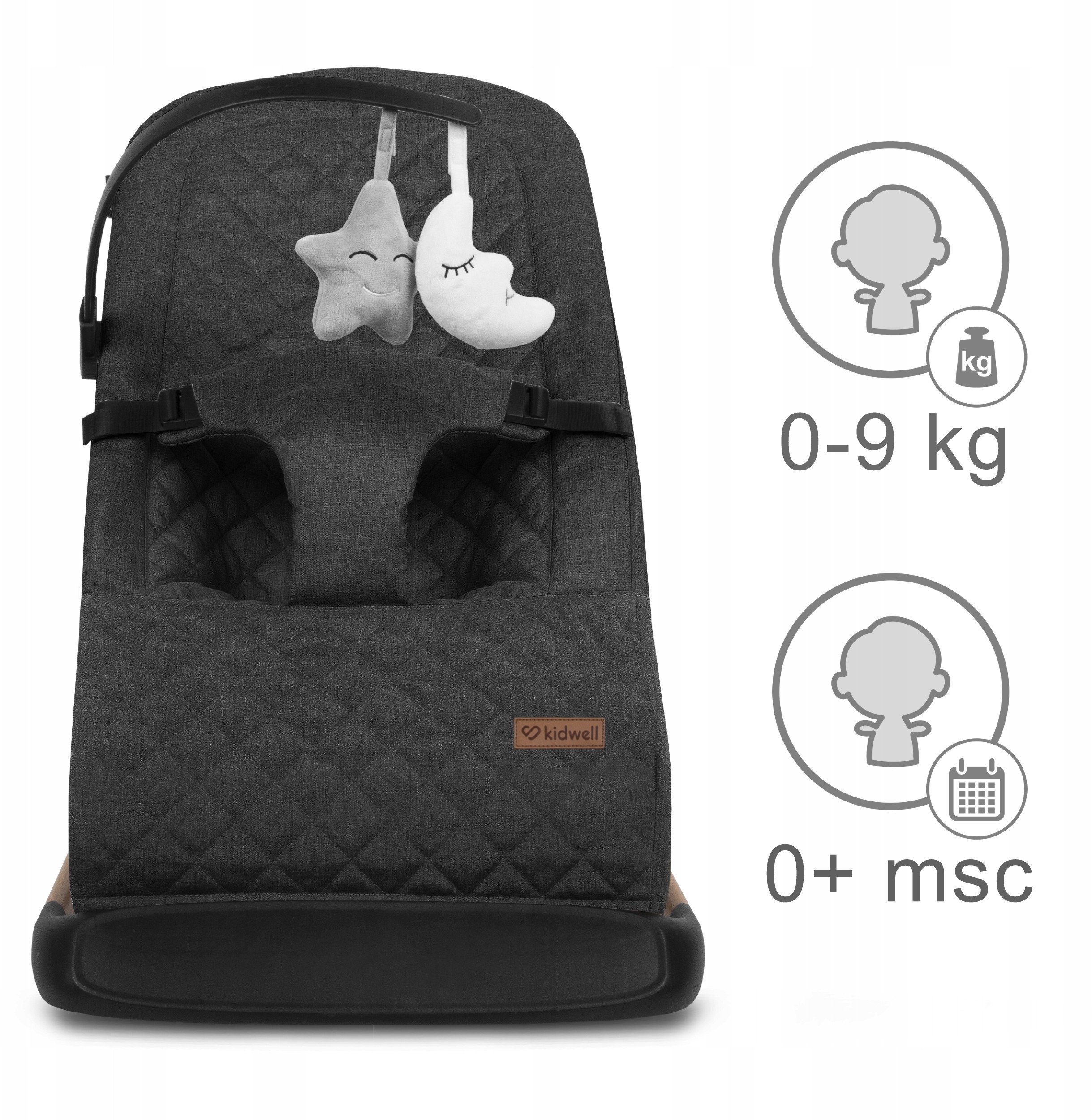 Kidwell leżaczek bujaczek Laro Black Wooden – Komfort i bezpieczeństwo dla Twojego dziecka