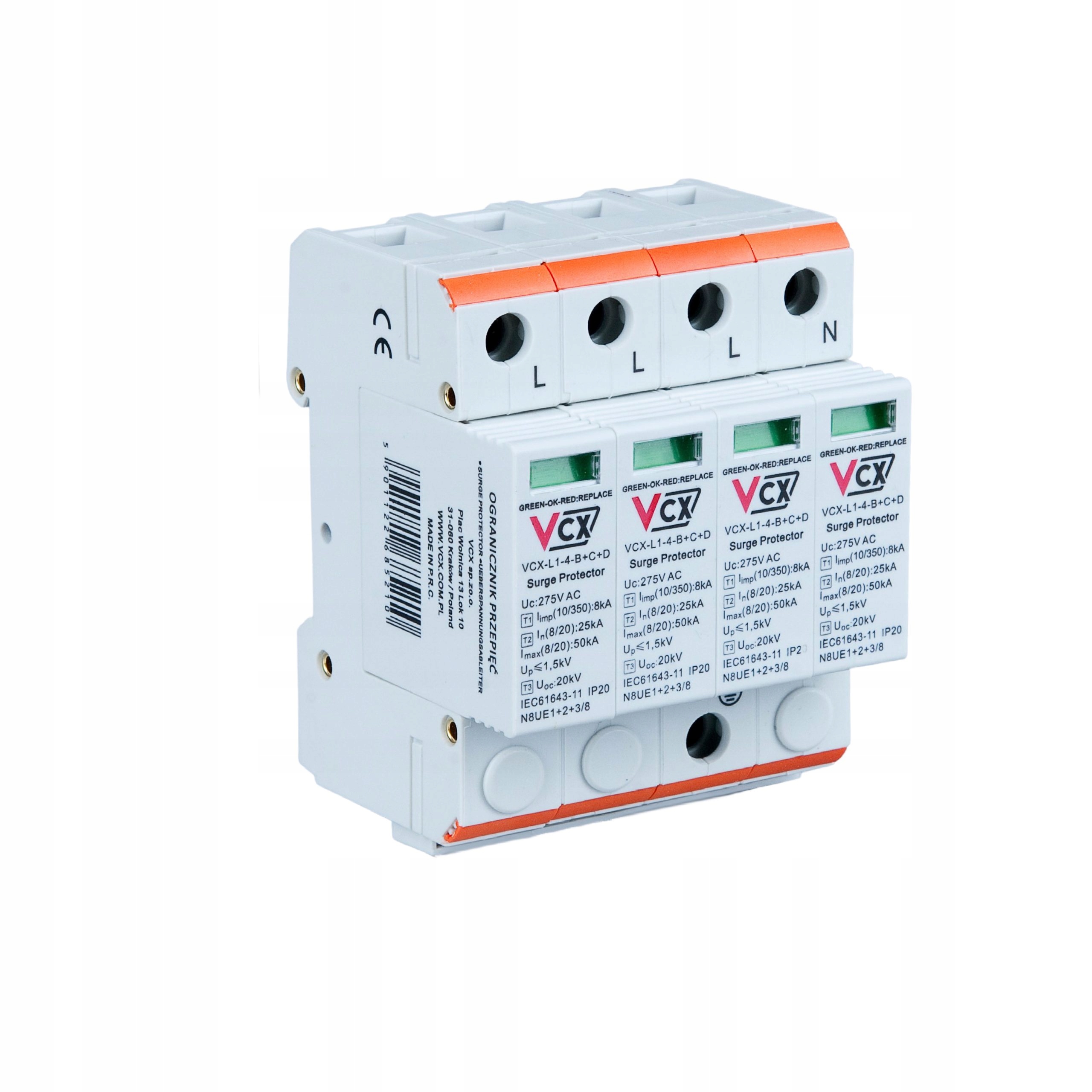Ogranicznik przepięć klasy T1+T2+T3 4P 8kA 1,2kV Professional VCX BCD 4P 8KA – Bezpieczna ochrona Twojej instalacji