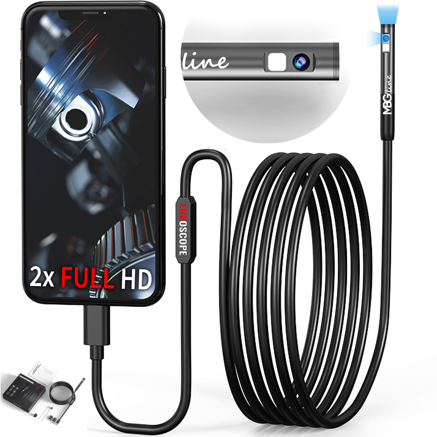 Kamera inspekcyjna DUO ENDOSKOP 2M 7LED 2xFHD WIFI do iPhone – Nowoczesne rozwiązanie dla profesjonalistów