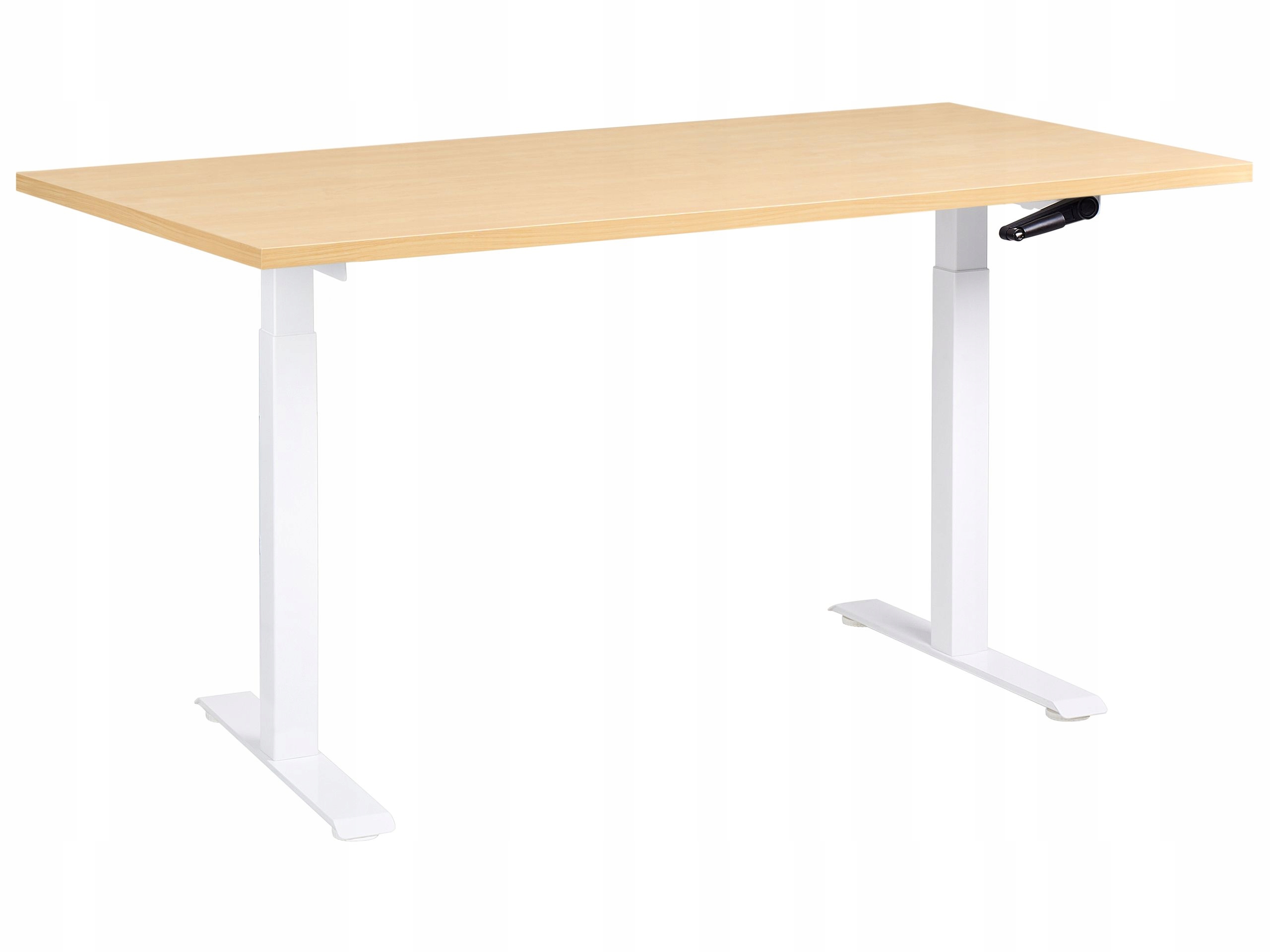 Biurko regulowane manualnie DESTINES Jasny brąz/biały 160 cm – Idealne do Twojego biura