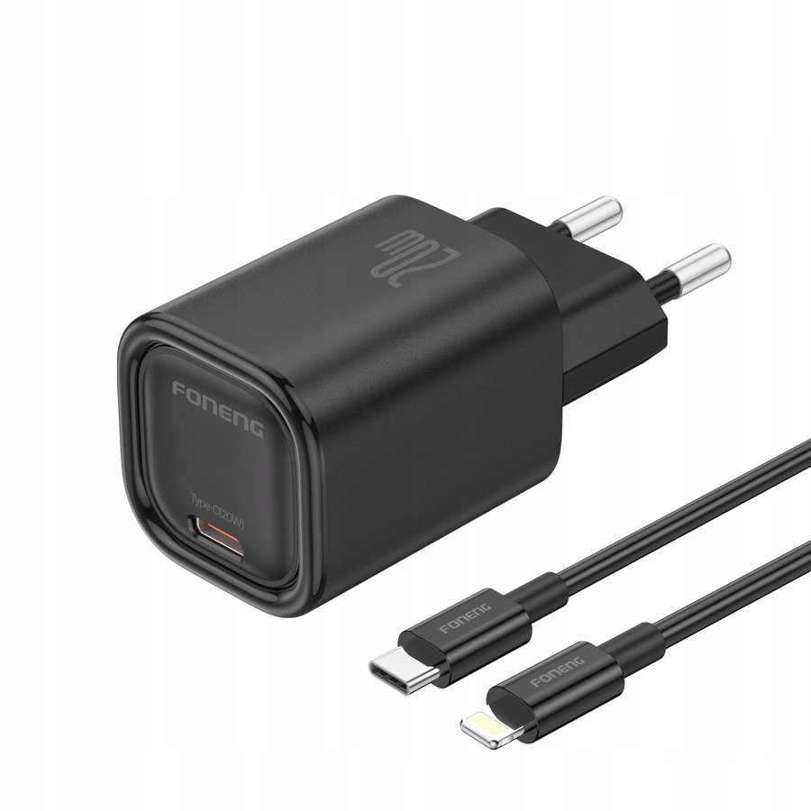 FONENG EU69 PD 20W – Ładowarka sieciowa z kablem USB-C i Lightning