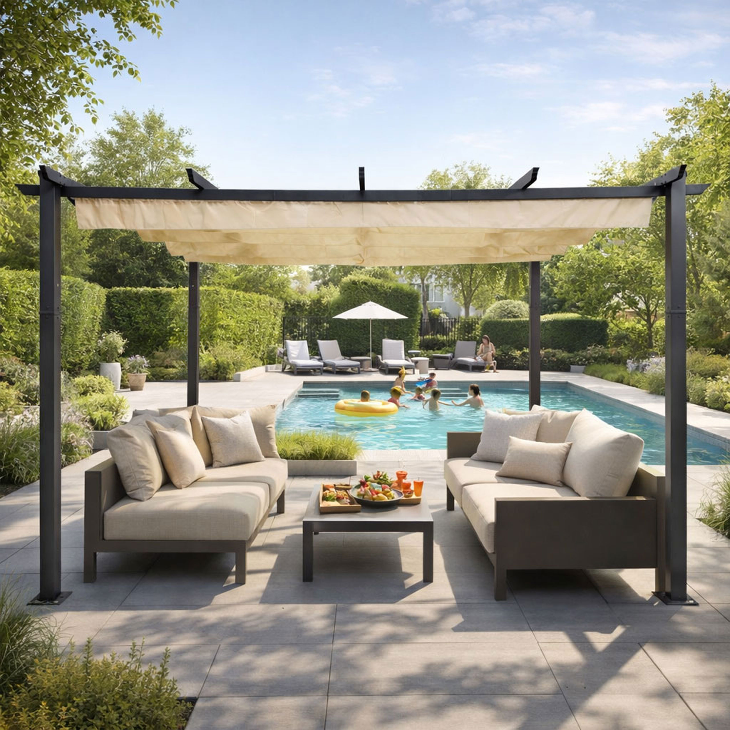 Pergola ogrodowa tarasowa 3x4 m stalowa altana zadaszenie beżowa MultiGarden – Idealne miejsce do relaksu