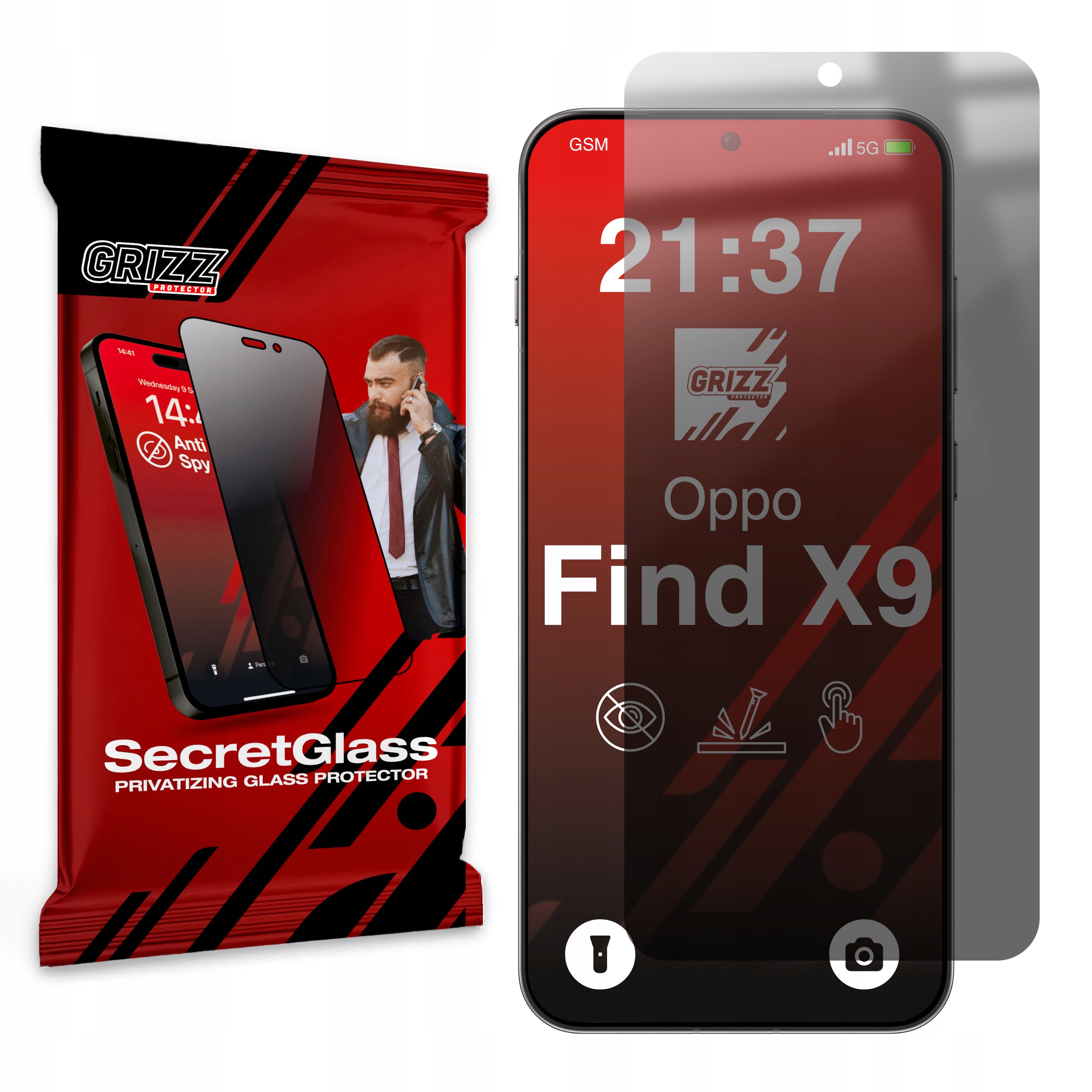 Matowe szkło prywatyzujące GrizzGlass SecretGlass do Oppo Find X9 – Ochrona i prywatność w jednym