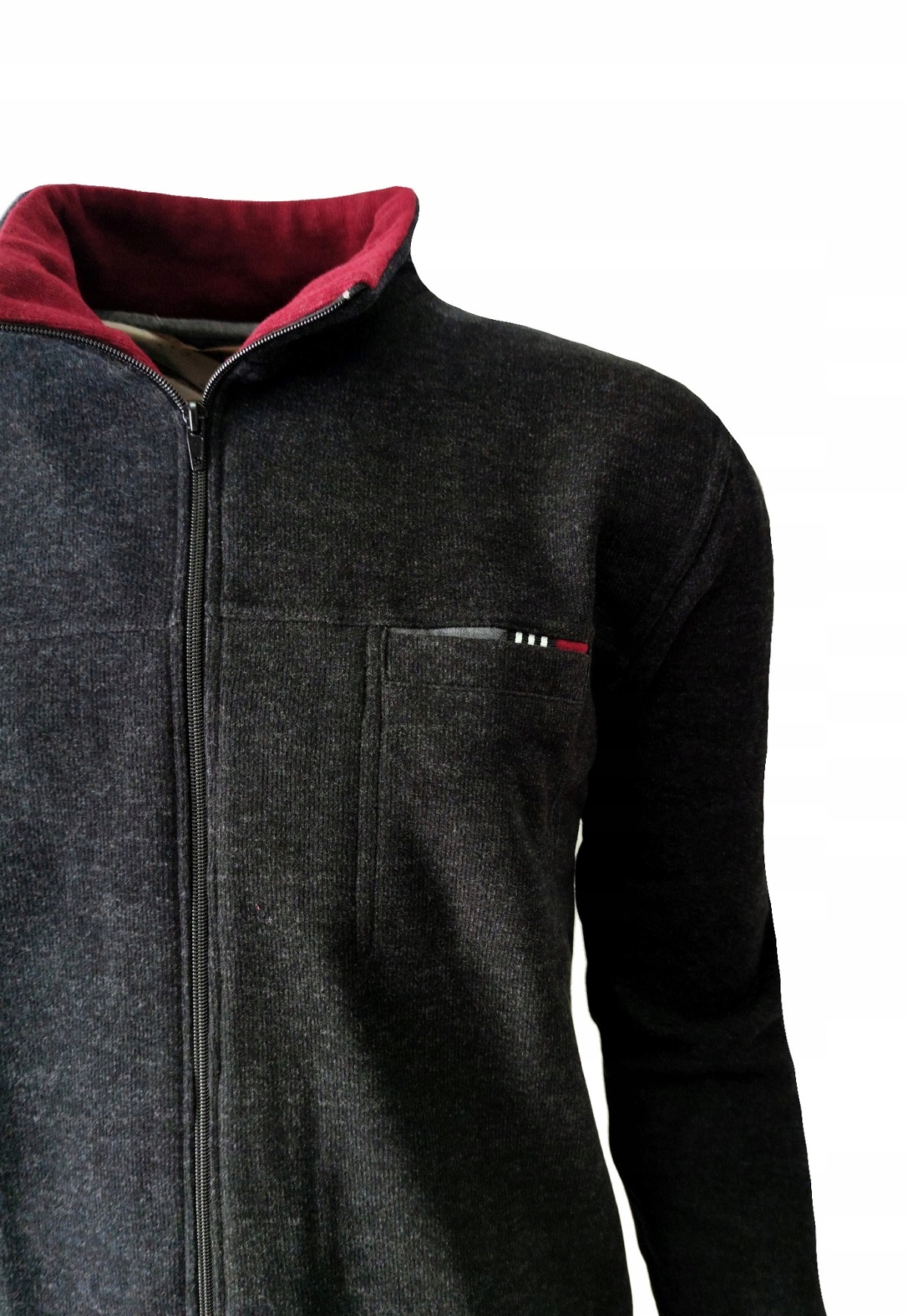 Bluza męska sportowa GRAFIT rozpinana 4XL BASTION Dekolt półgolf
