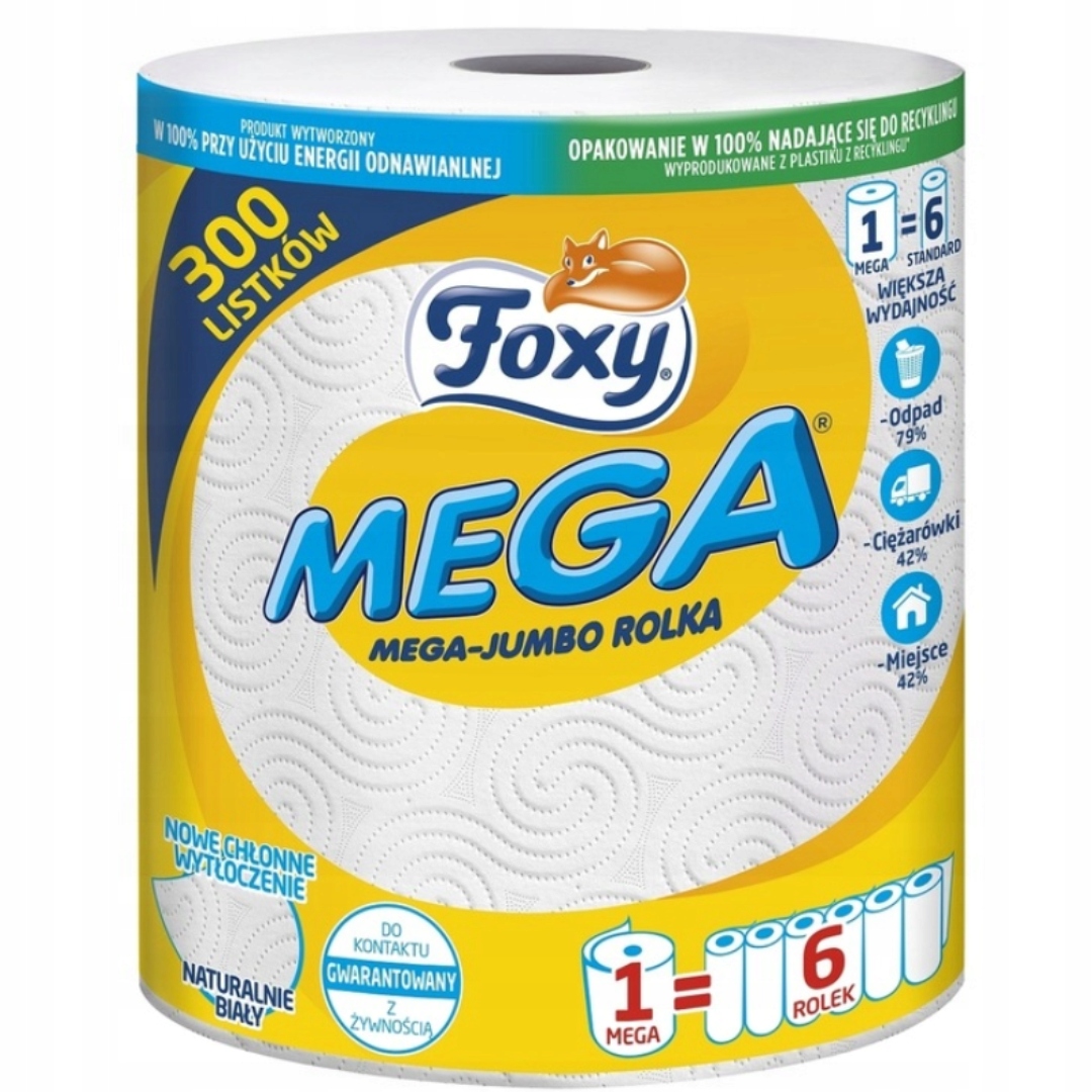 FOXY RĘCZNIK PAPIEROWY MEGA JUMBO 300 LISTKÓW – Idealny wybór do każdej kuchni