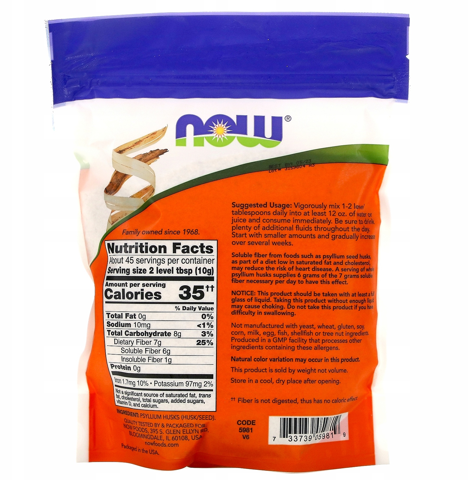 Jak stosować NOW FOODS Whole Psyllium Husk?