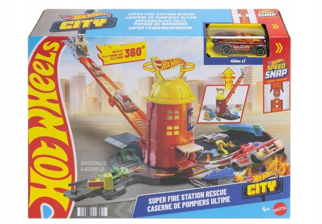 Hot Wheels City Super Remiza Strażacka + Tor JHL95 – Zestaw pełen emocji dla małych strażaków