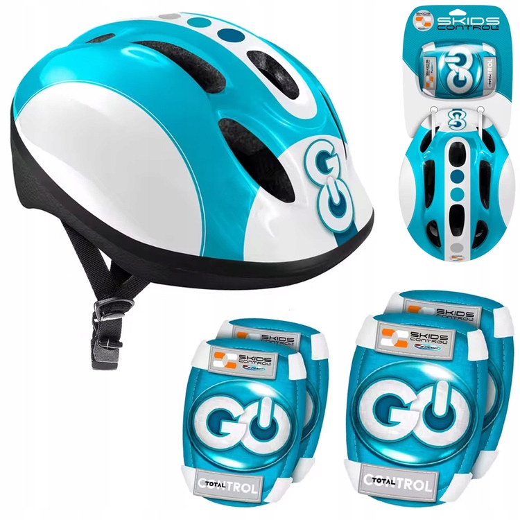 Regulowany zestaw ochronny dla dzieci Kask + ochraniacze NIEBIESKI SP0857 – Bezpieczna zabawa na świeżym powietrzu