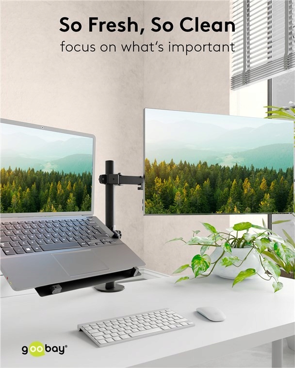 Uchwyt do laptopa na ramię monitora, czarny – Ergonomiczne wsparcie dla Twojego laptopa