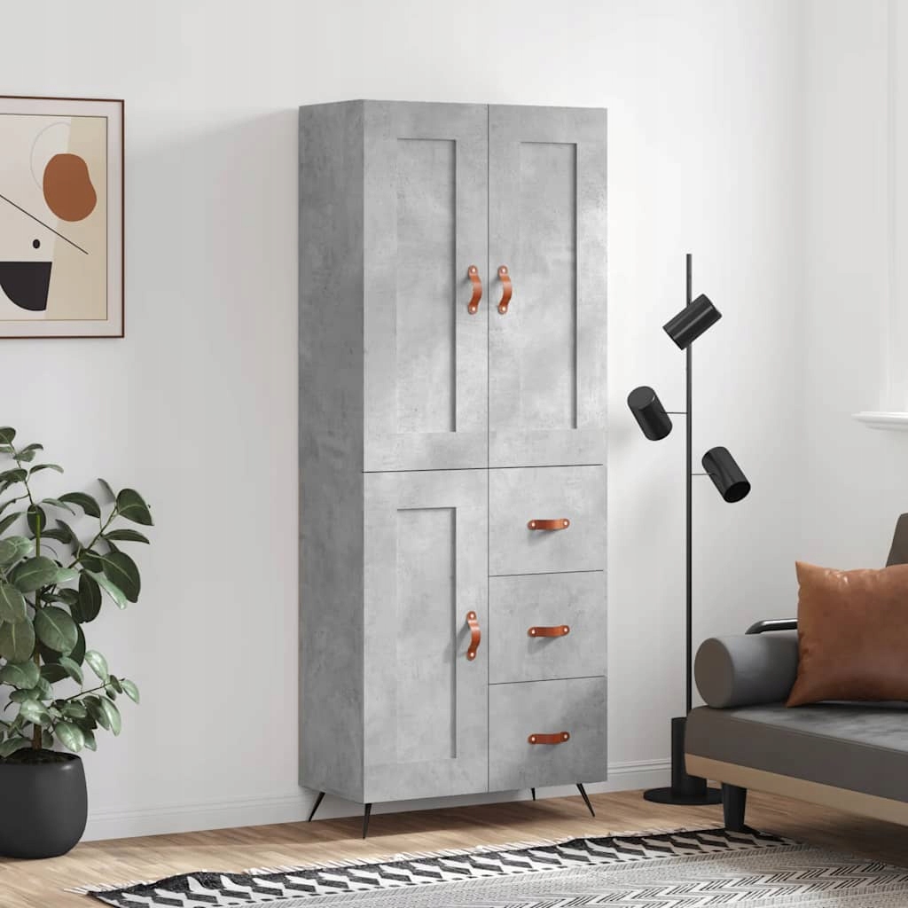 Witrynka szarość betonu 69,5x34x180 cm – Elegancja w Twoim wnętrzu