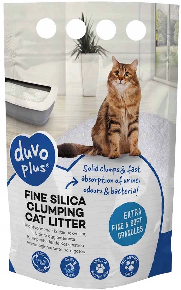 Duvo+ Silica Clumping Żwirek Silikonowy Dla Kota 1,9kg 5L – Idealny wybór dla wrażliwych kotów