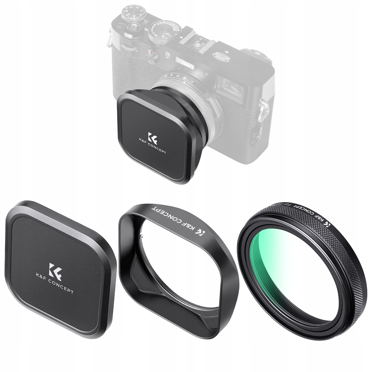 Zestaw 3w1 Filtr UV Nano-X + Dekielek + Osłona K&F do FujiFilm X100 X100S X100V – Profesjonalne akcesoria fotograficzne