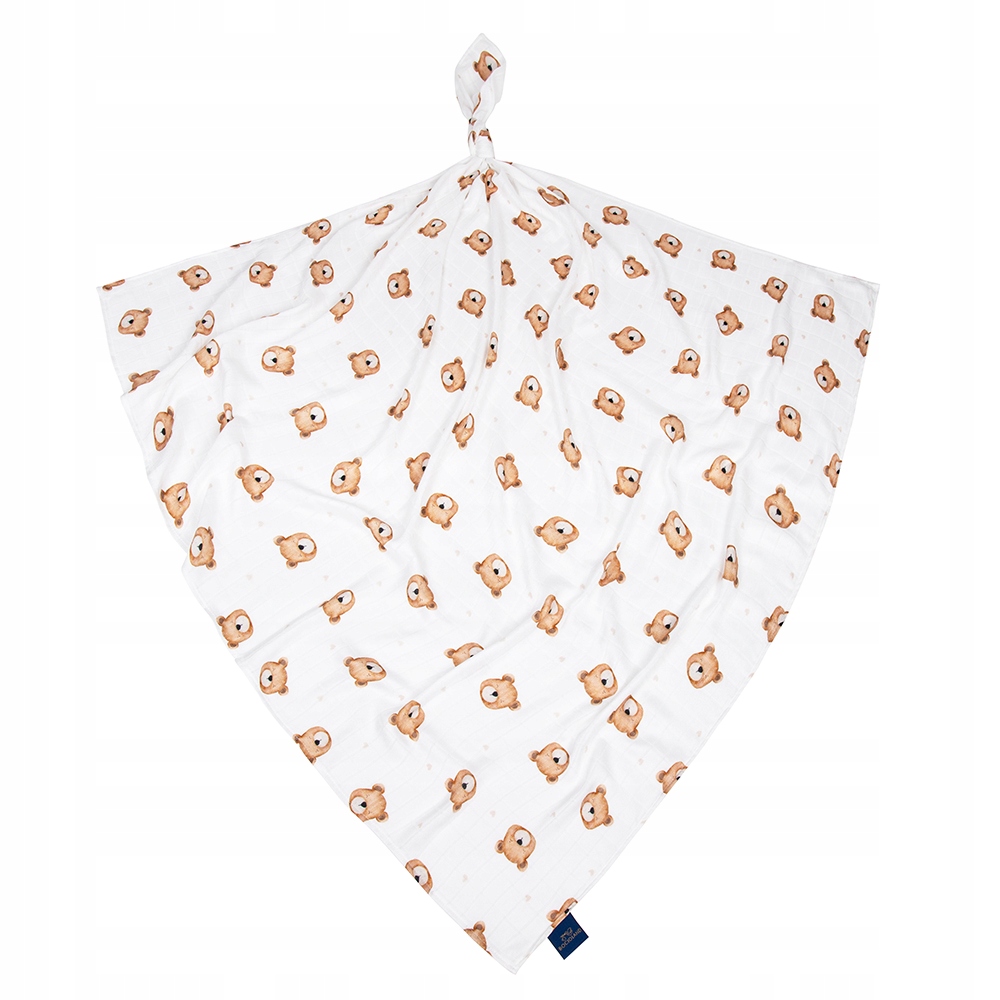 BOCIOLAND Pieluszka Bambusowa 75x75 OTULACZ DLA NIEMOWLĄT DZIECI TEDDY BEAR