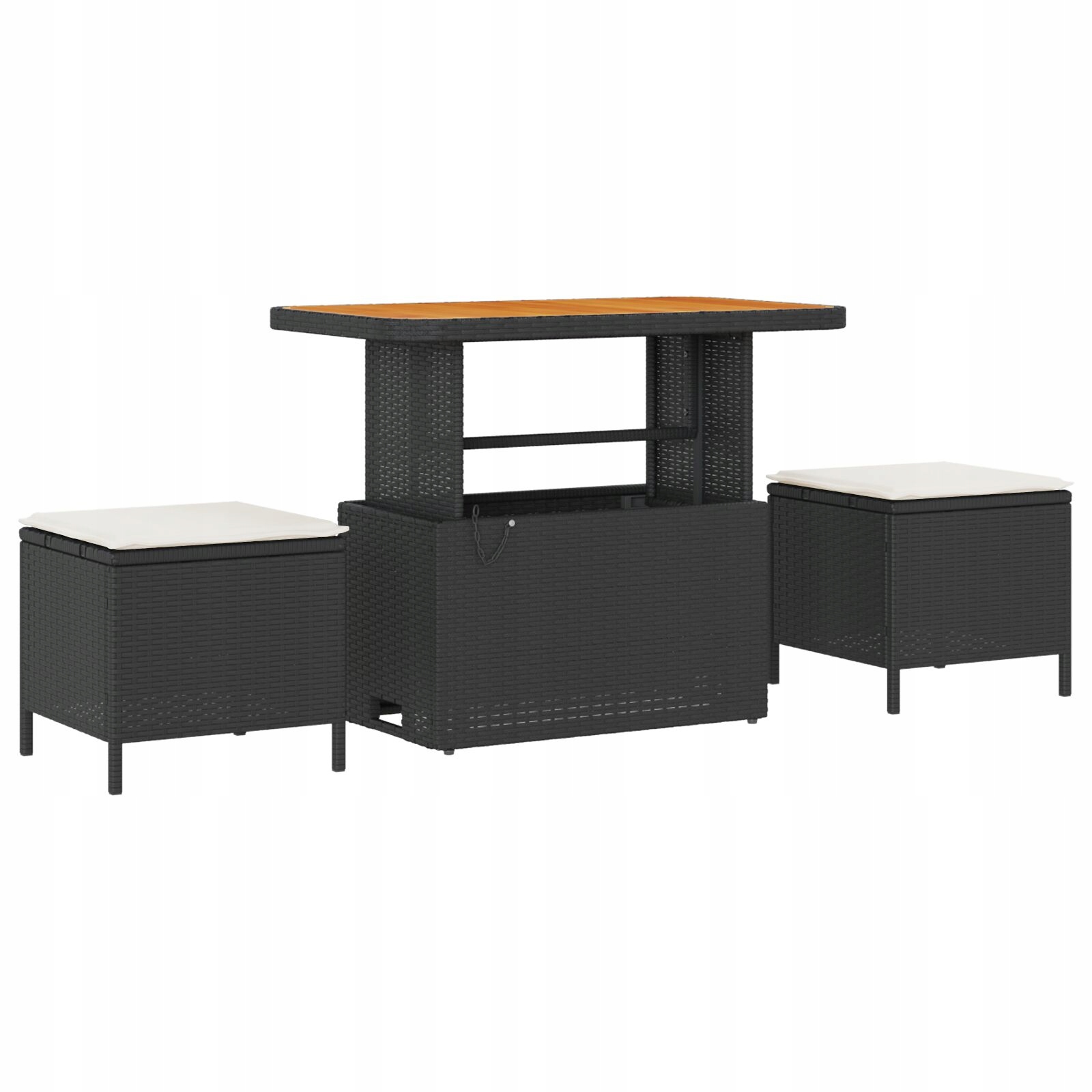 Zestaw 8-częściowy kanap ogrodowych z poduszkami Czarny Polirattan Akacja