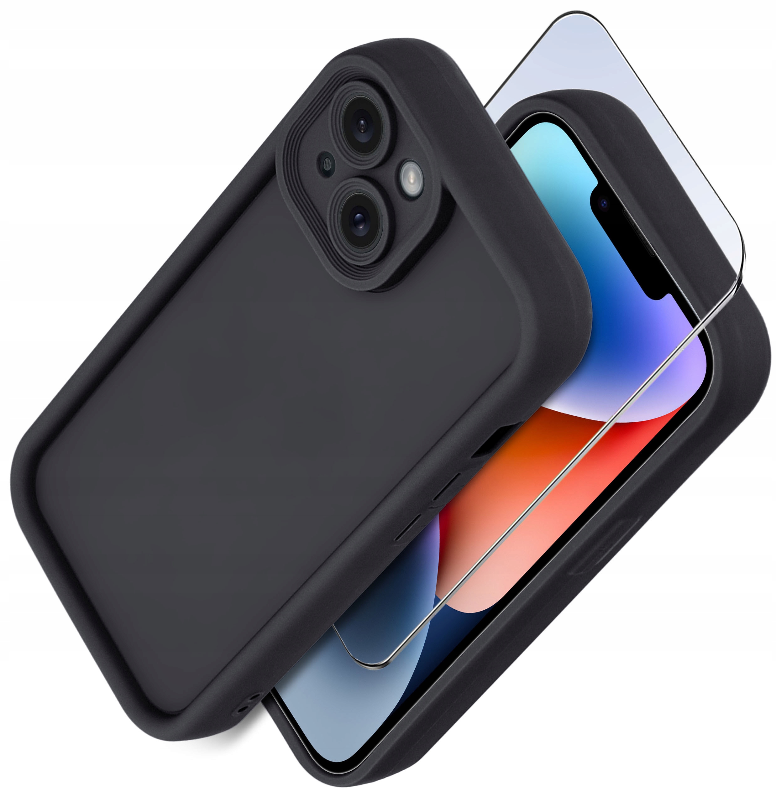 Etui do iPhone 13 | 14 silikonowe MATOWE + Szkło ochronne na ekran 9H – Ochrona i styl w jednym