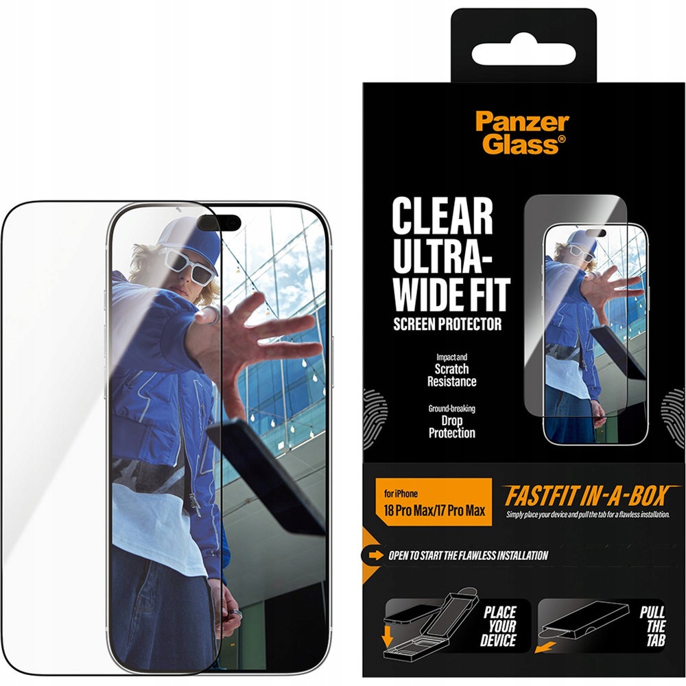 Szkło hartowane PanzerGlass Ultra Wide Fit FastFit do iPhone 17/18 Pro Max