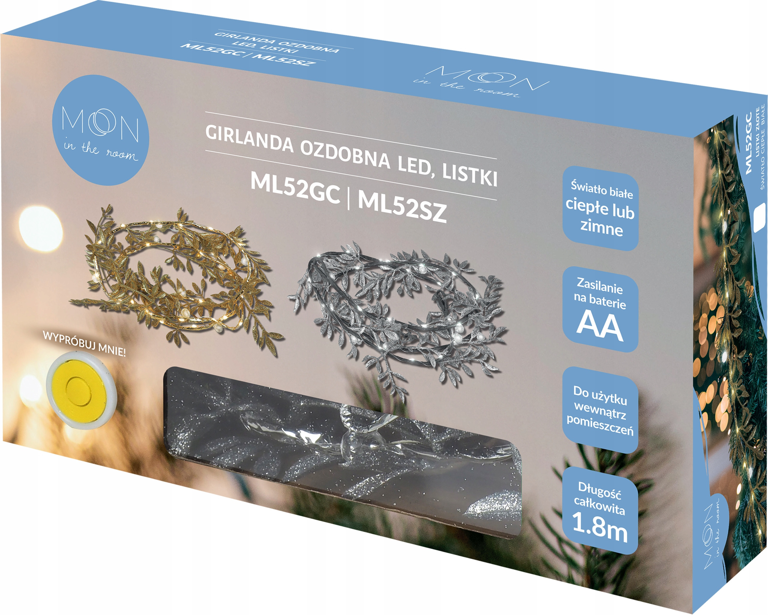 Girlanda ozdobna LED z listkami srebrnymi – Stwórz wyjątkowy klimat w swoim domu