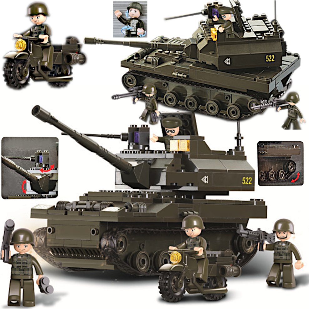 Klocki Czołg Armata Haubica Krab + Motor + Wojsko Tomdorix