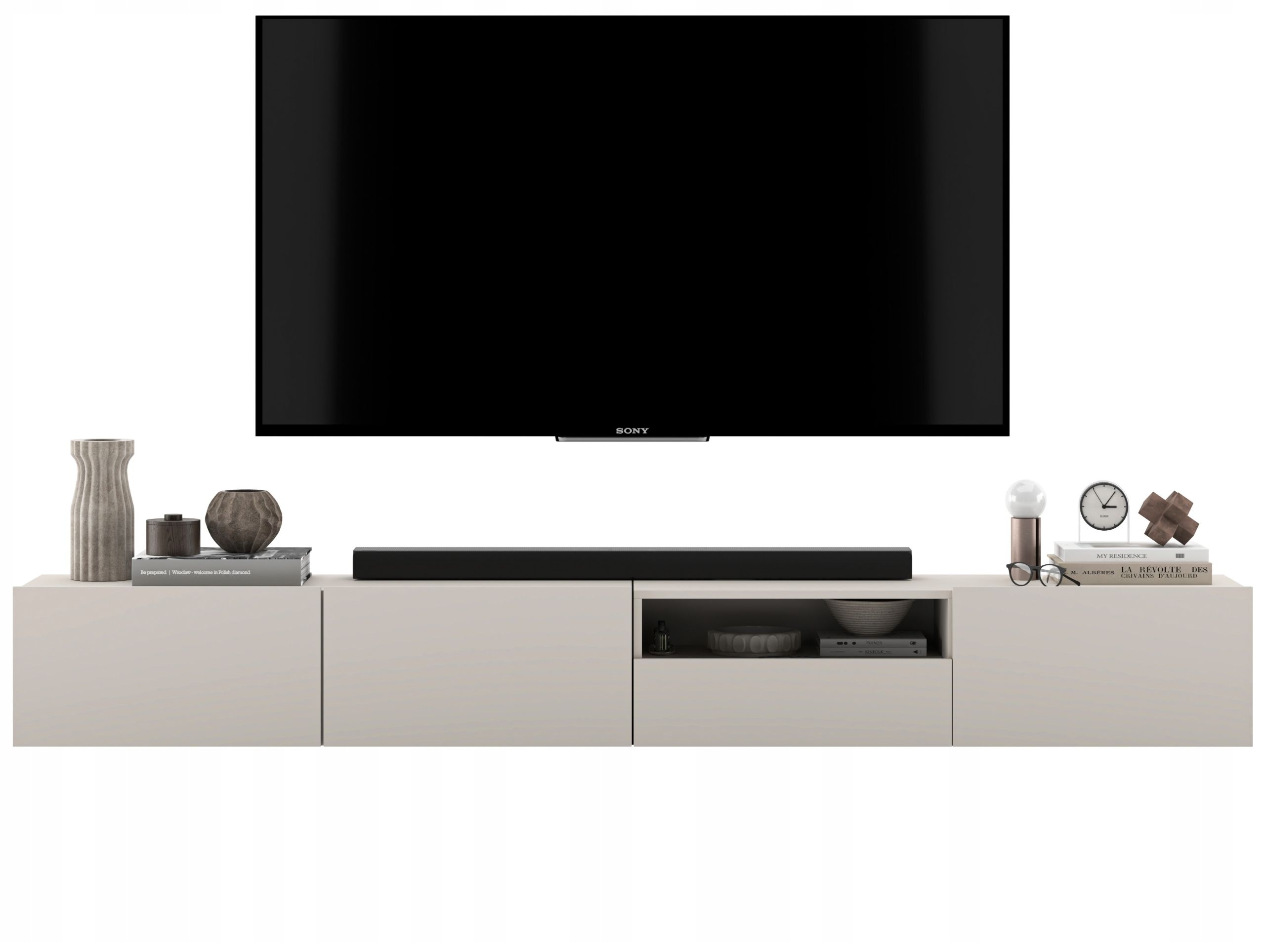 Szafka RTV Loft Industrialna komoda kaszmir mat 240 cm – Elegancja i funkcjonalność w Twoim salonie