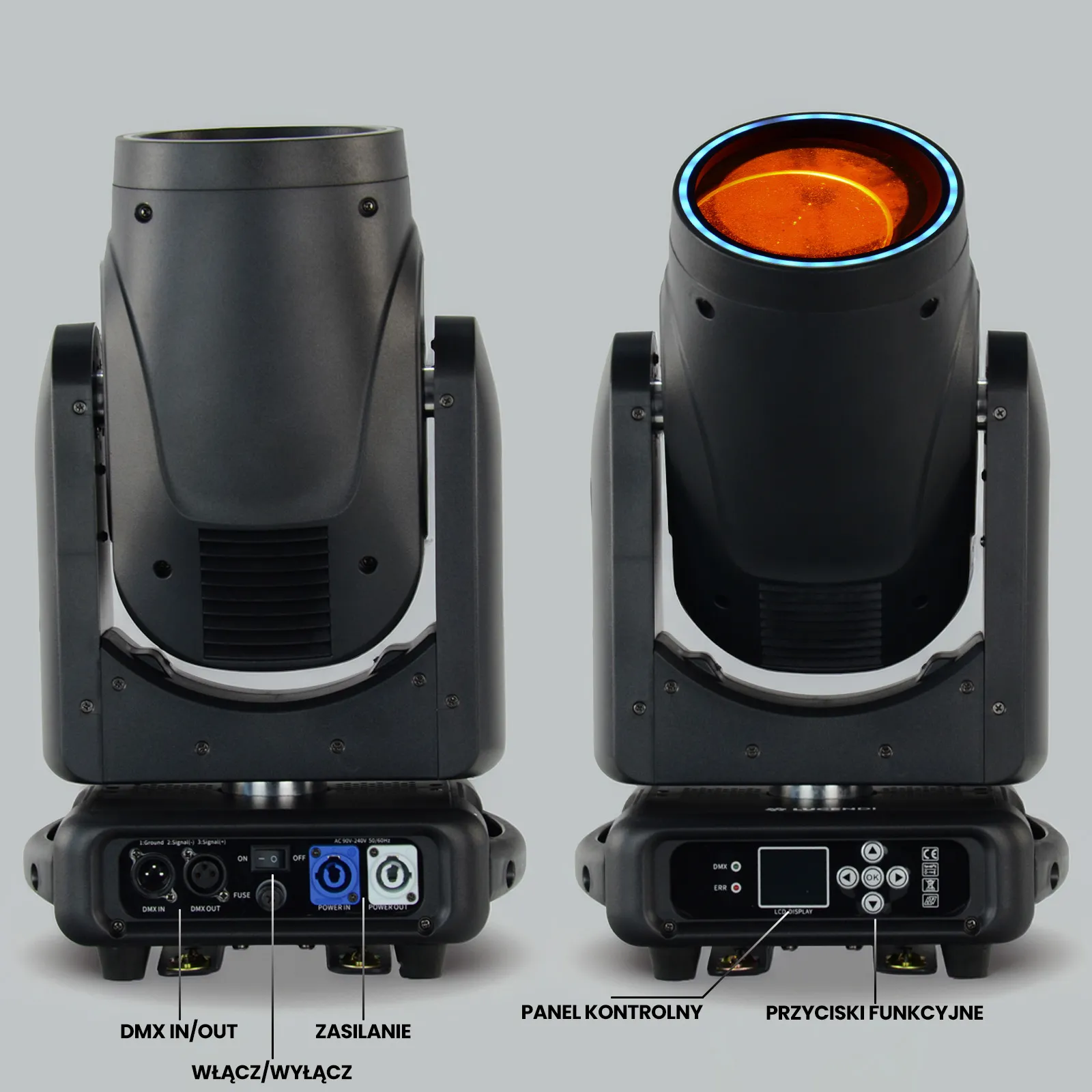 Dynamiczne efekty świetlne z pryzmatem i LED RING