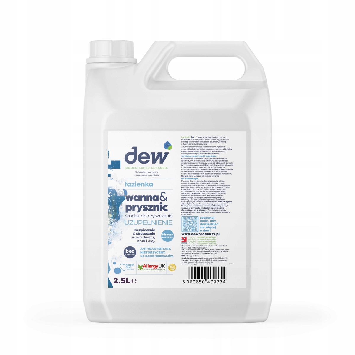 DEW Środek do czyszczenia wanny i prysznica 2,5l – Skuteczne rozwiązanie dla Twojej łazienki