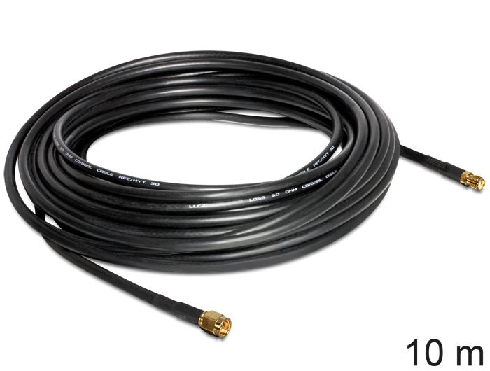 Antenowy kabel przedłużający Delock 10m czarny – Idealne połączenie dla Twoich urządzeń