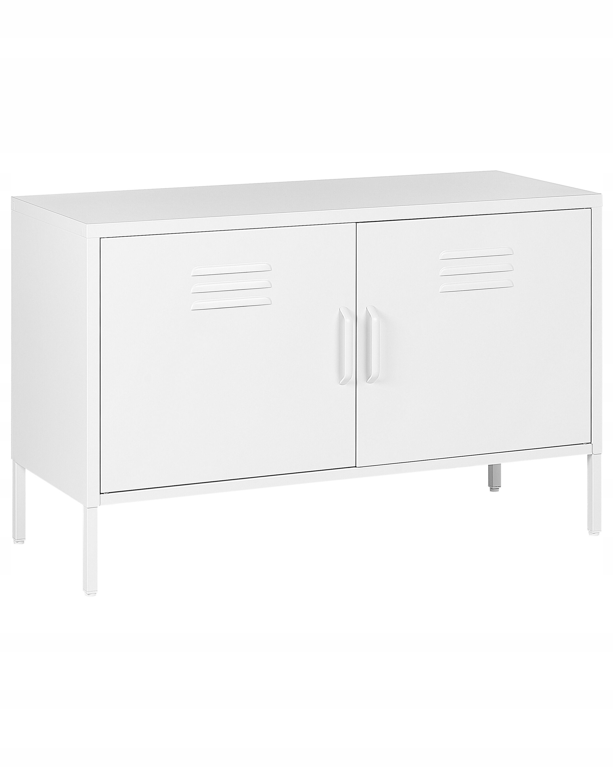 Beliani Szafka dwudrzwiowa metalowa biała URIA – Nowoczesne rozwiązanie do biura i domu