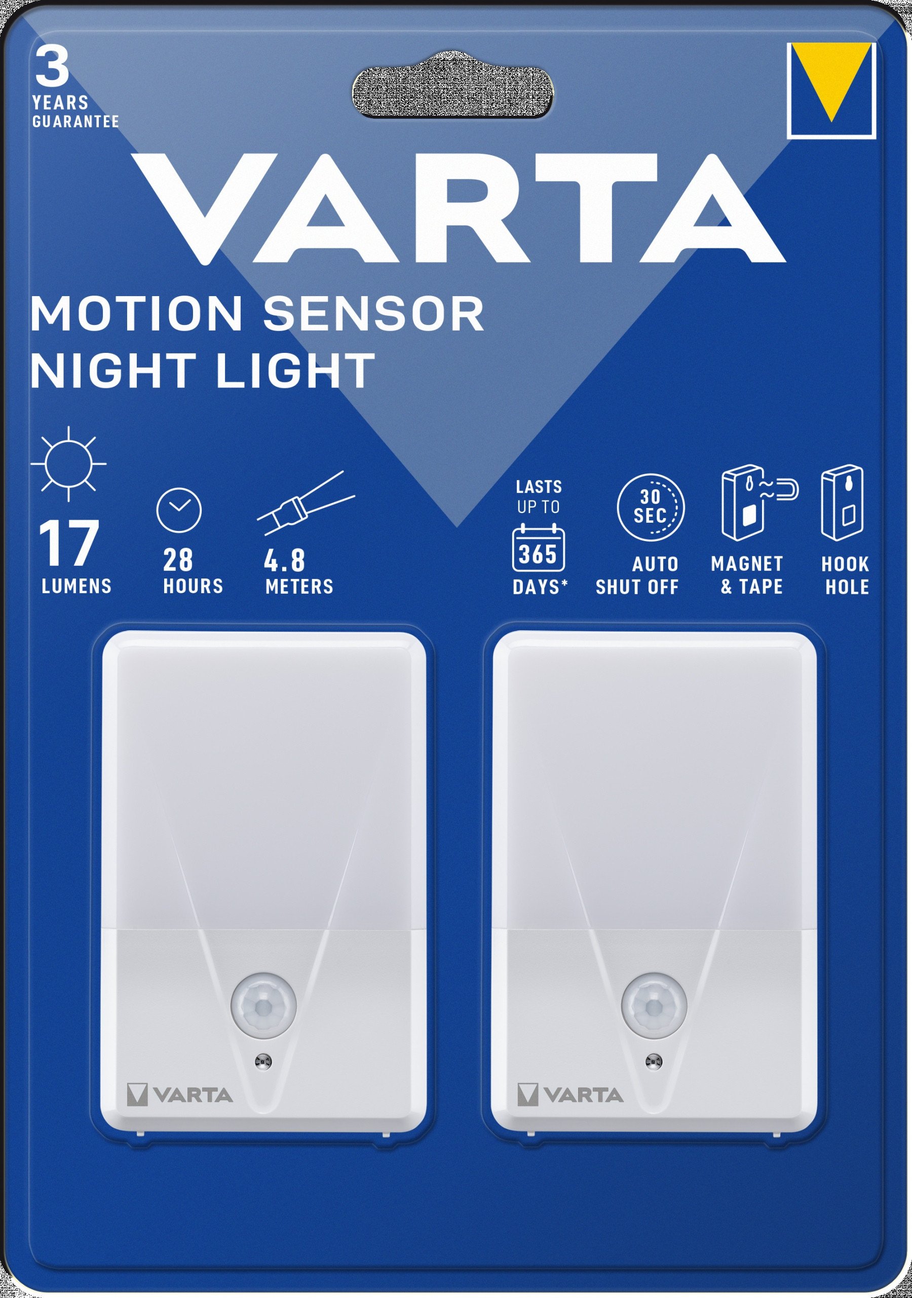 Lampka wtykowa do gniazdka Varta Motion Sensor Night Light Twin Pack – Wygodne oświetlenie nocne