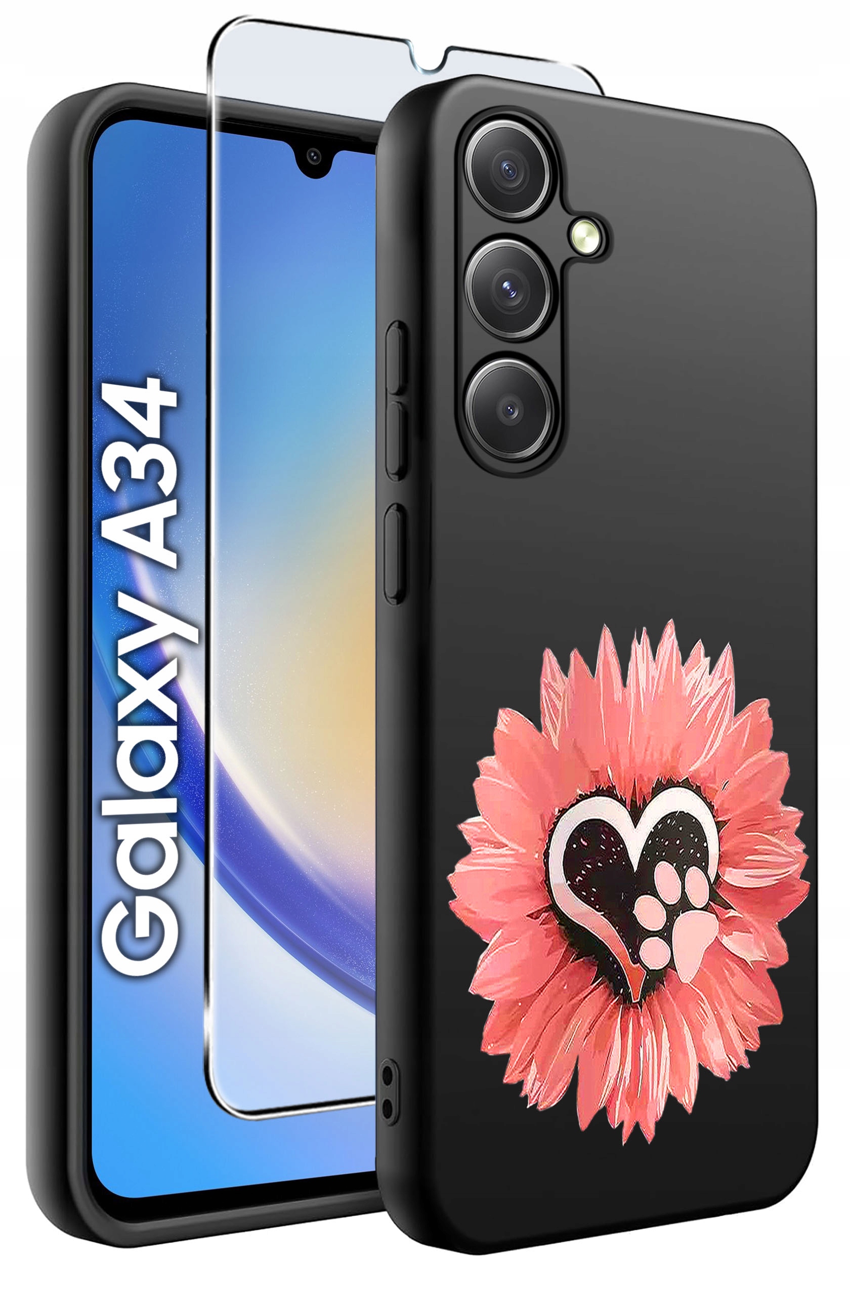 ETUI do Samsung A34 5G WZORY | SILIKONOWE MATT CASE + SZKŁO HARTOWANE 9H